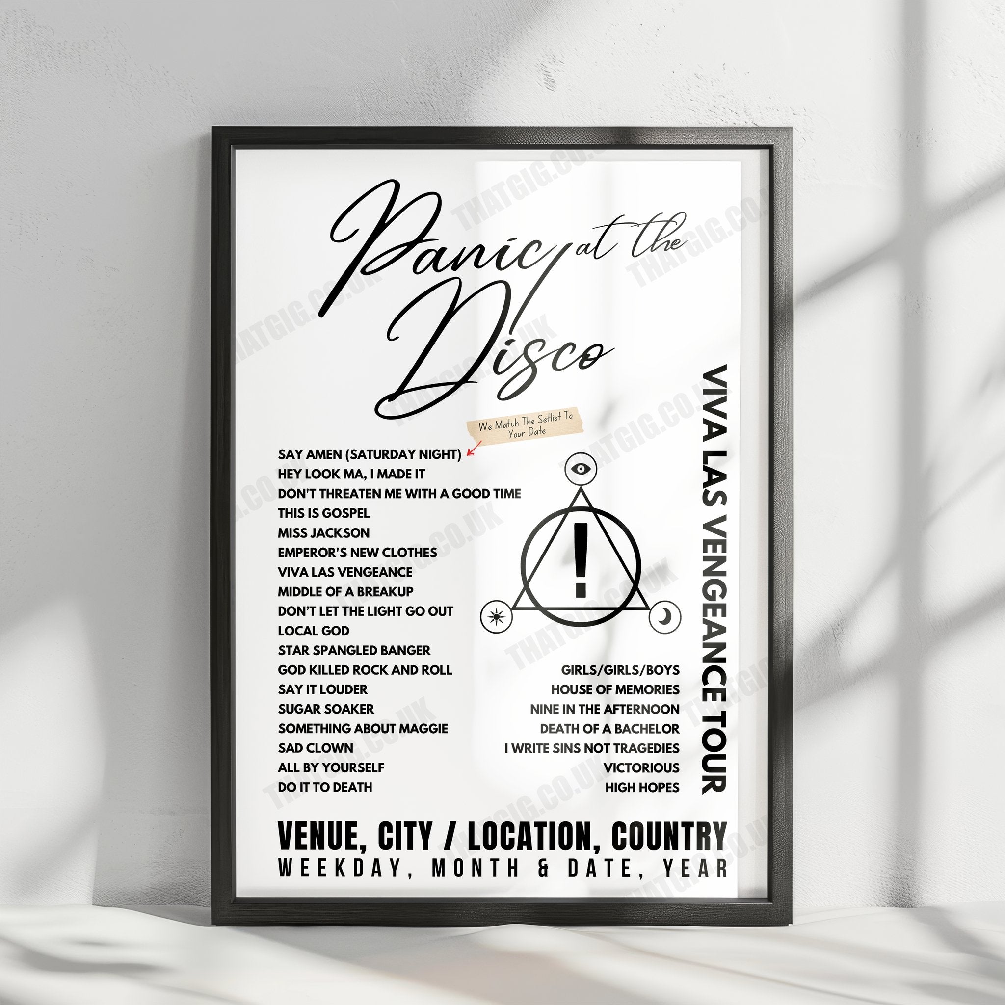 Panic! at the Disco Setlist Poster - Footprint Center, Phoenix - October 23rd, 2022