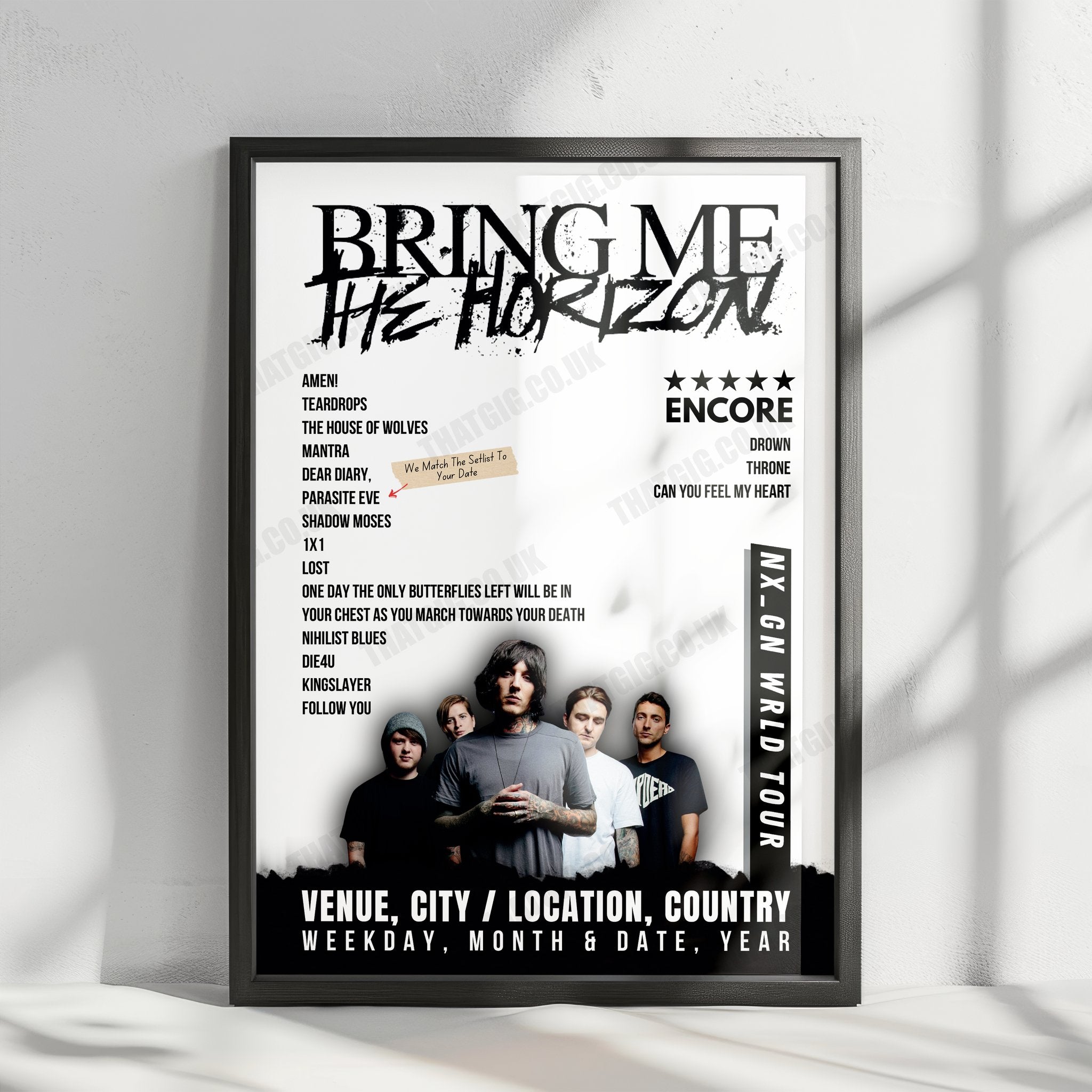Bring Me the Horizon Setlist Poster - Budapest Park, Budapest - June 17th, 2024