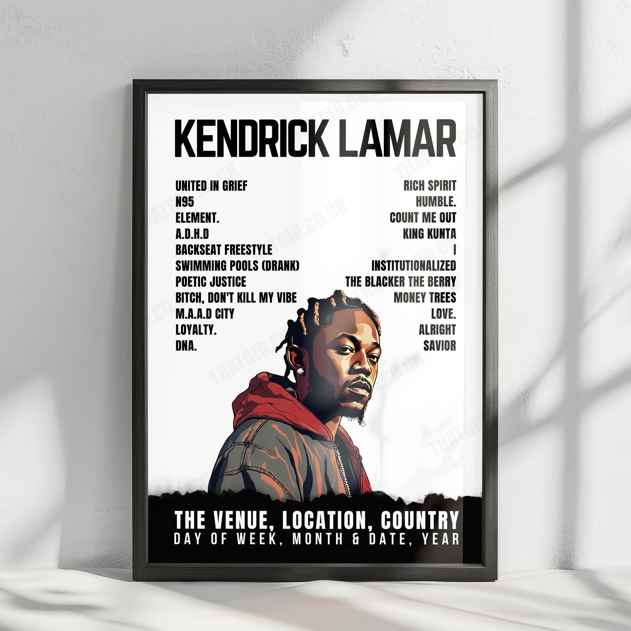 Kendrick Lamar Setlist Poster - Wynn Las Vegas, Las Vegas - February 8th, 2024