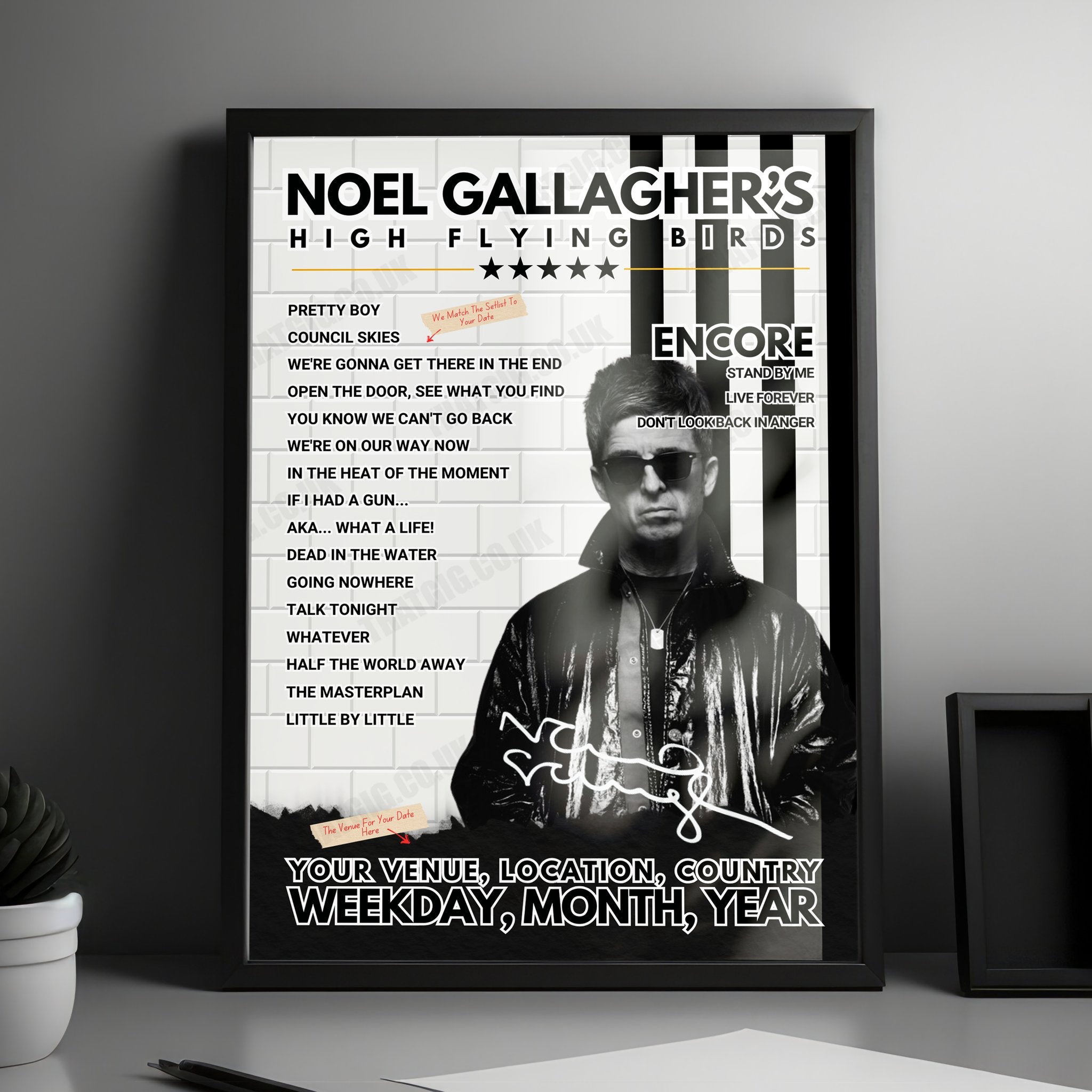 Noel Gallagher’s High Flying Birds Setlist Poster - Portsmouth Guildhall - March 20th, 2024
