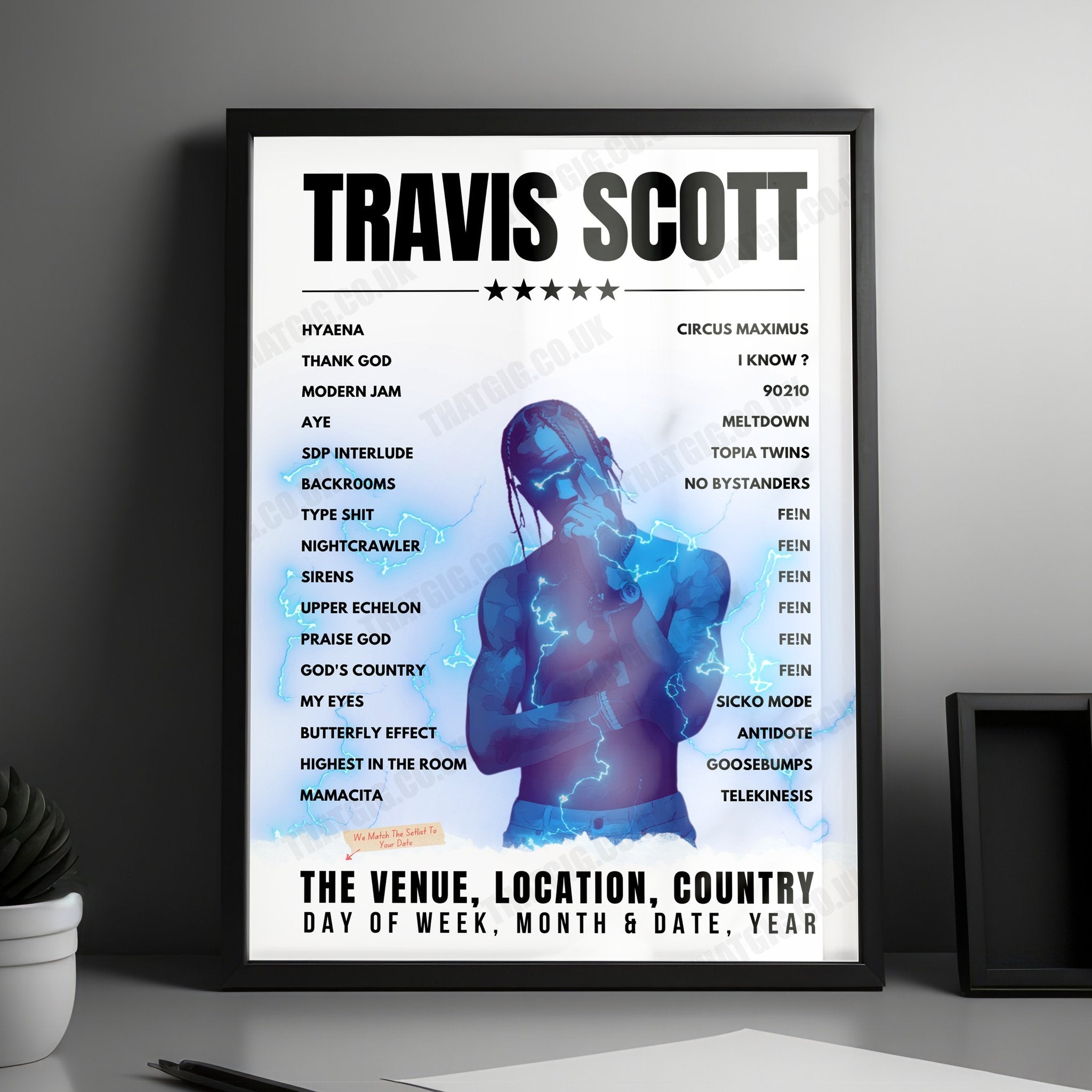 Travis Scott Setlist Poster - The O2 Arena, London - August 6th, 2022