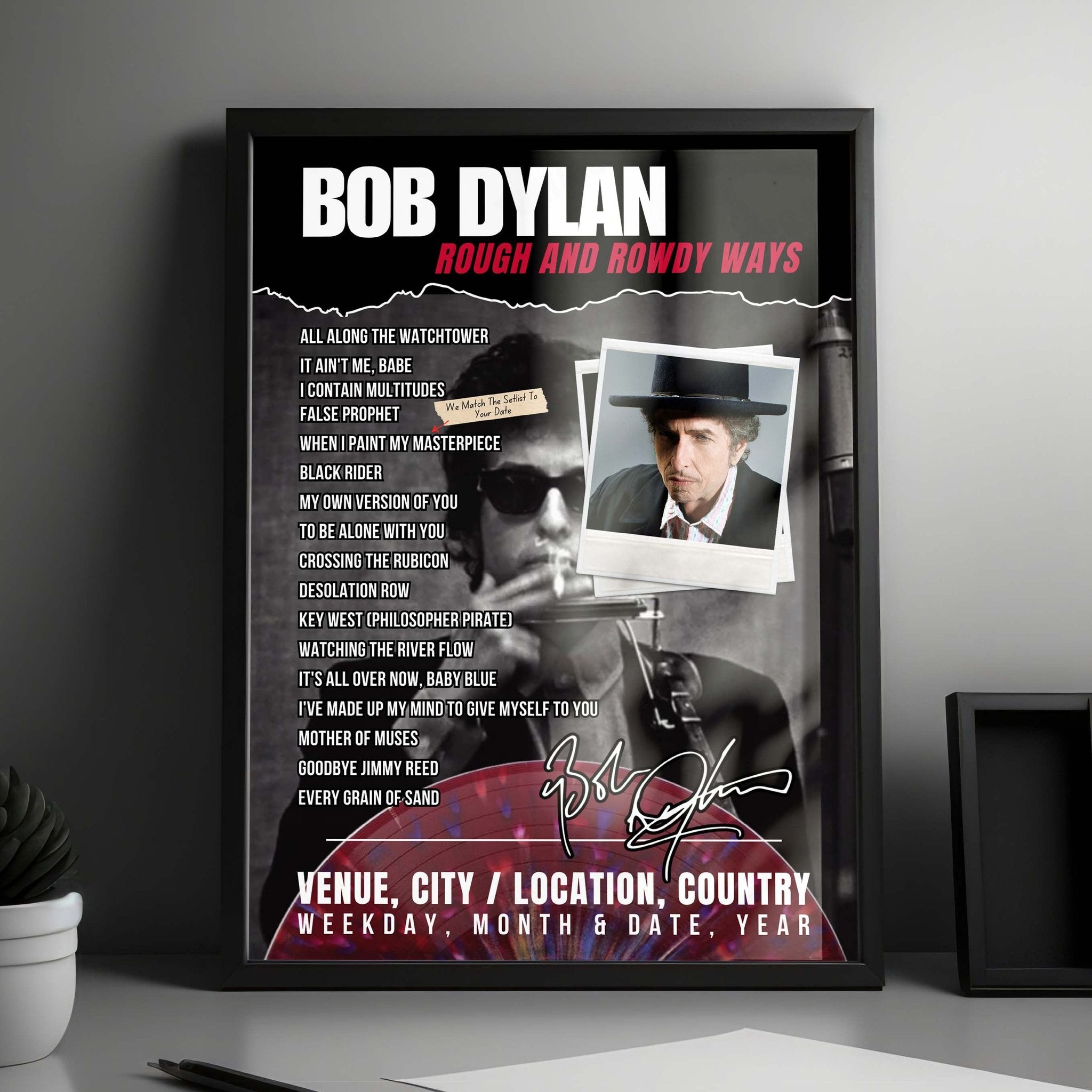 Bob Dylan Setlist Poster - Miller Auditorium, Western Michigan University, Kalamazoo - April 16th, 2025
