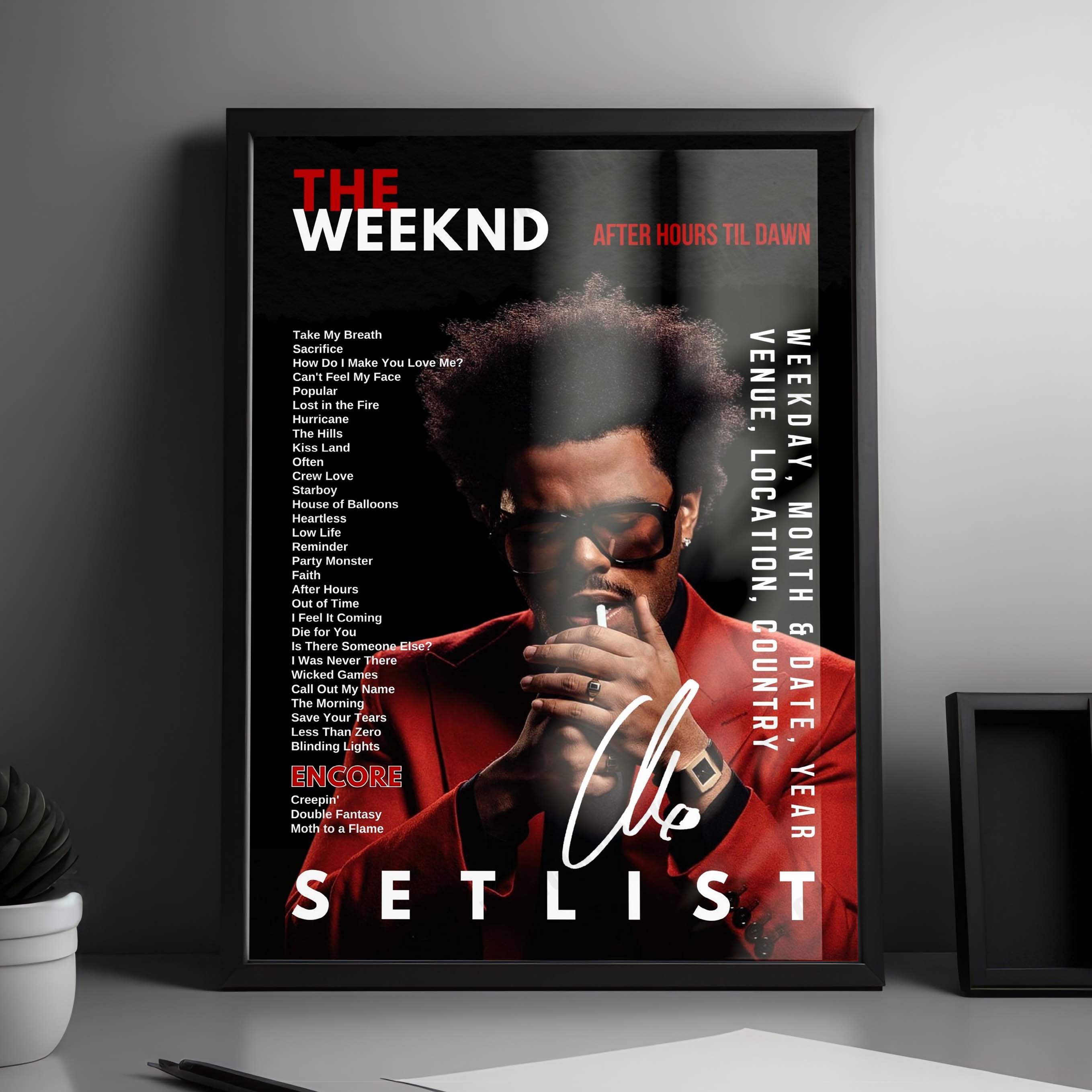 The Weeknd Setlist Poster - Gillette Stadium, Foxborough - June 10th, 2025