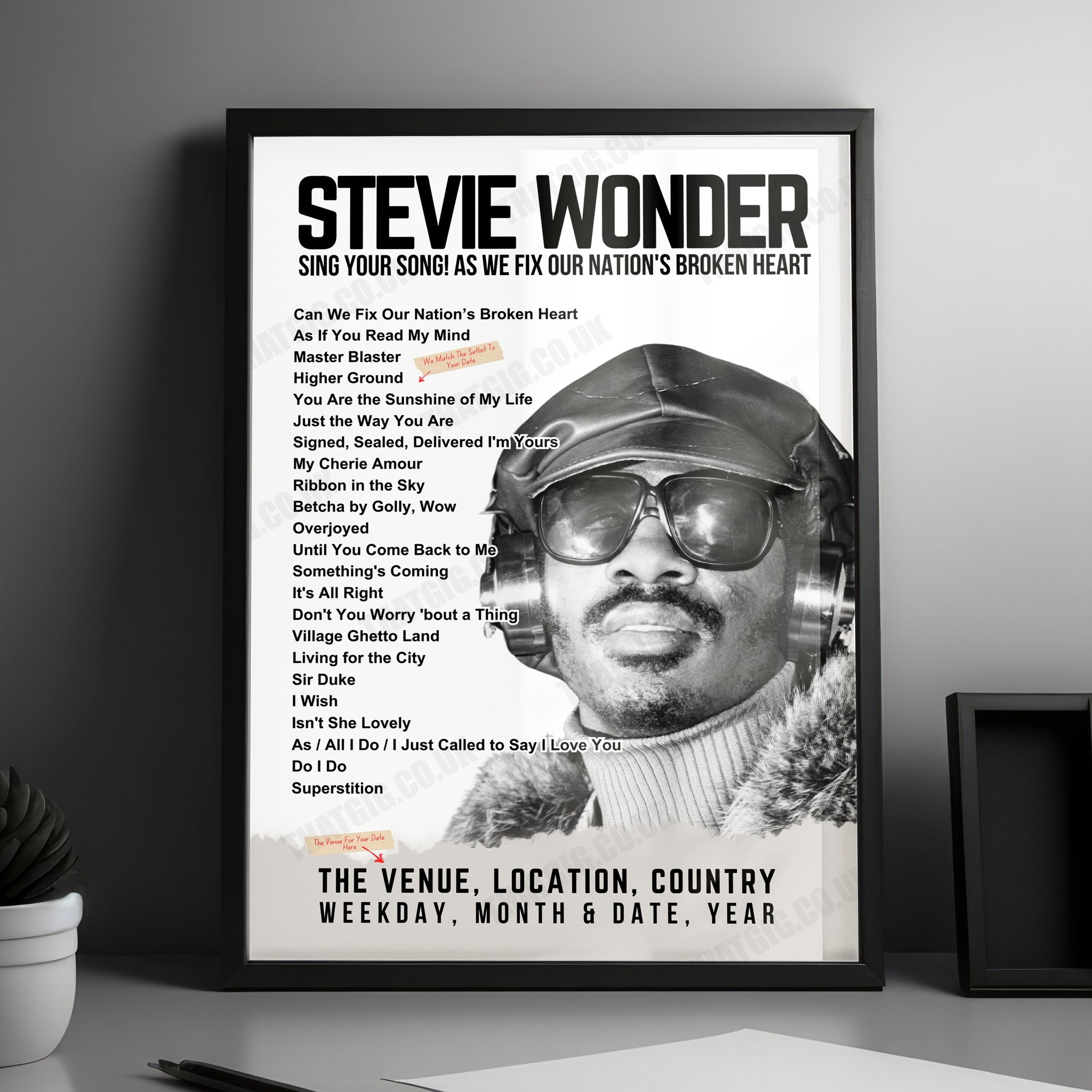 The Wonder Of Stevie Setlist Poster - Borough Hall Godalming - March 16th, 2024