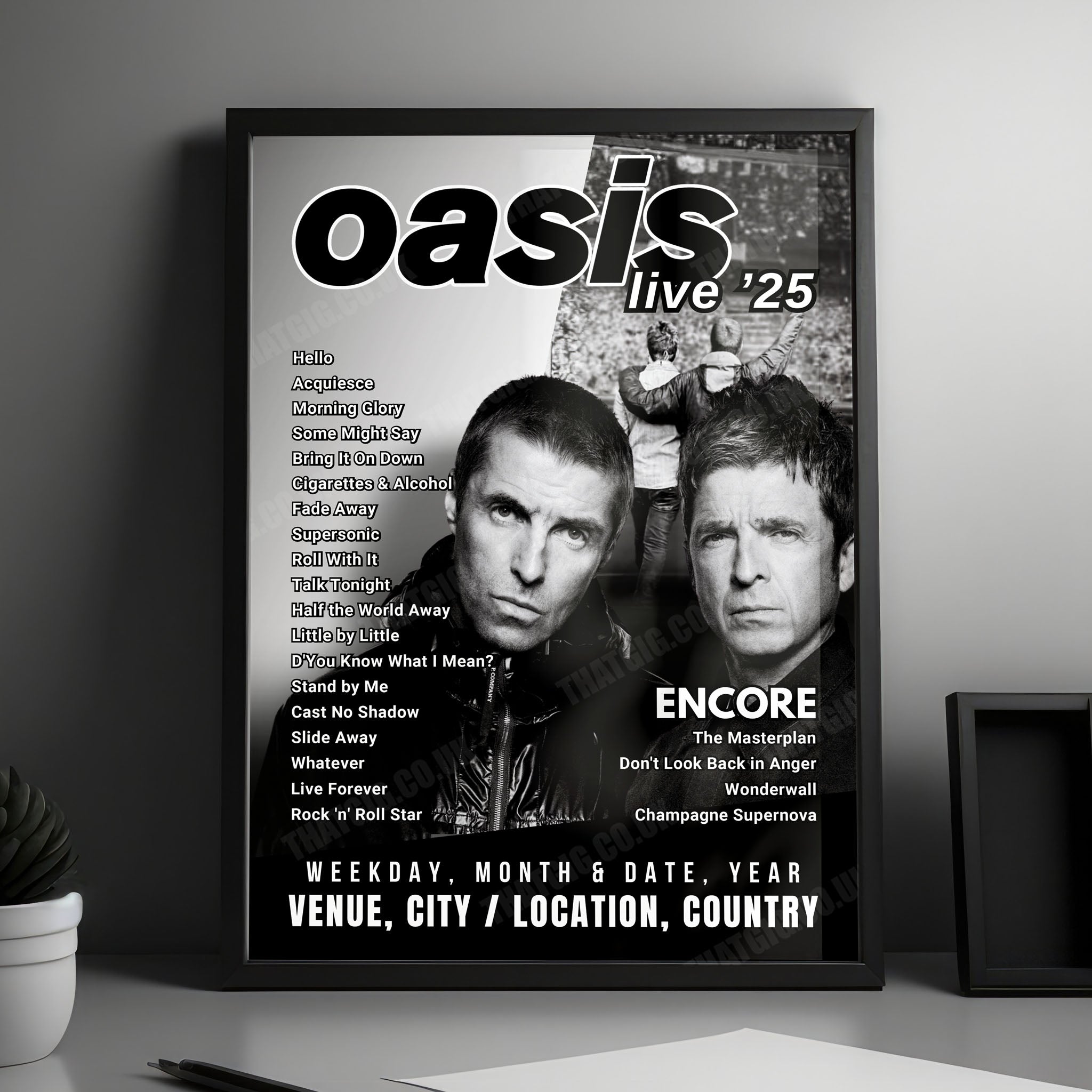Oasis Setlist Poster - Wembley Stadium, London - September 28th, 2025
