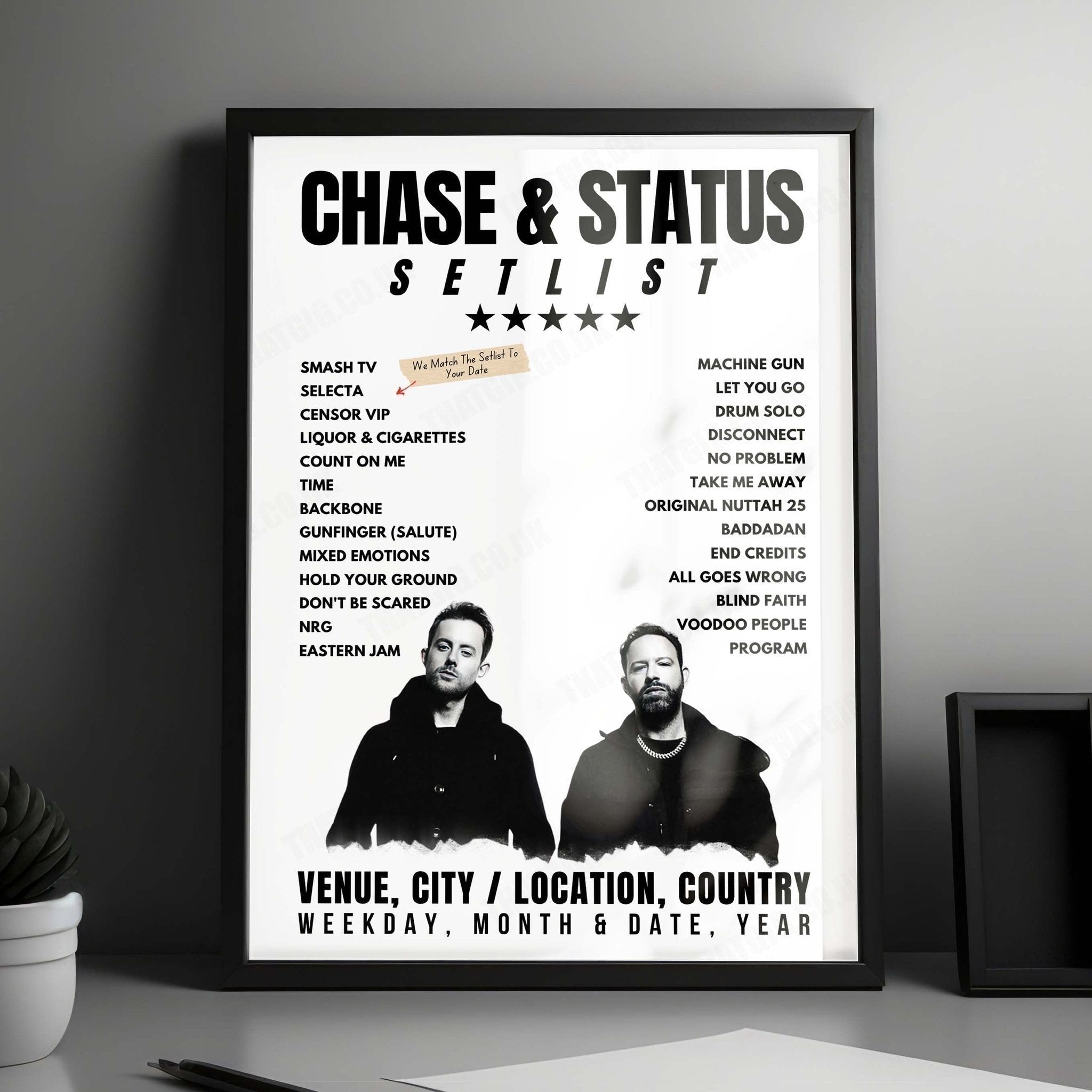 Chase & Status Setlist Poster - The Ritz Ybor, Tampa, FL, USA - August 31st, 2024