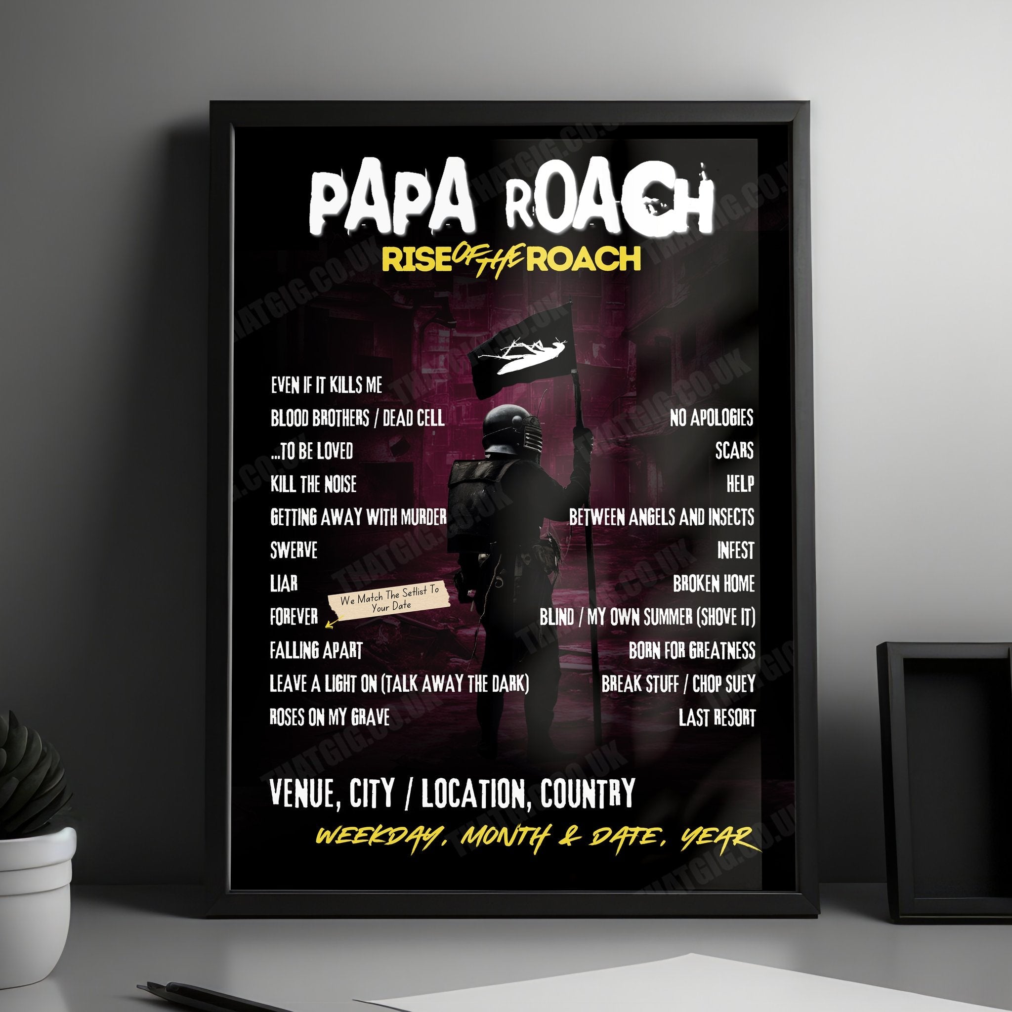 Papa Roach Setlist Poster - Huxley's Neue Welt, Berlin, Germany - January 21st, 2025