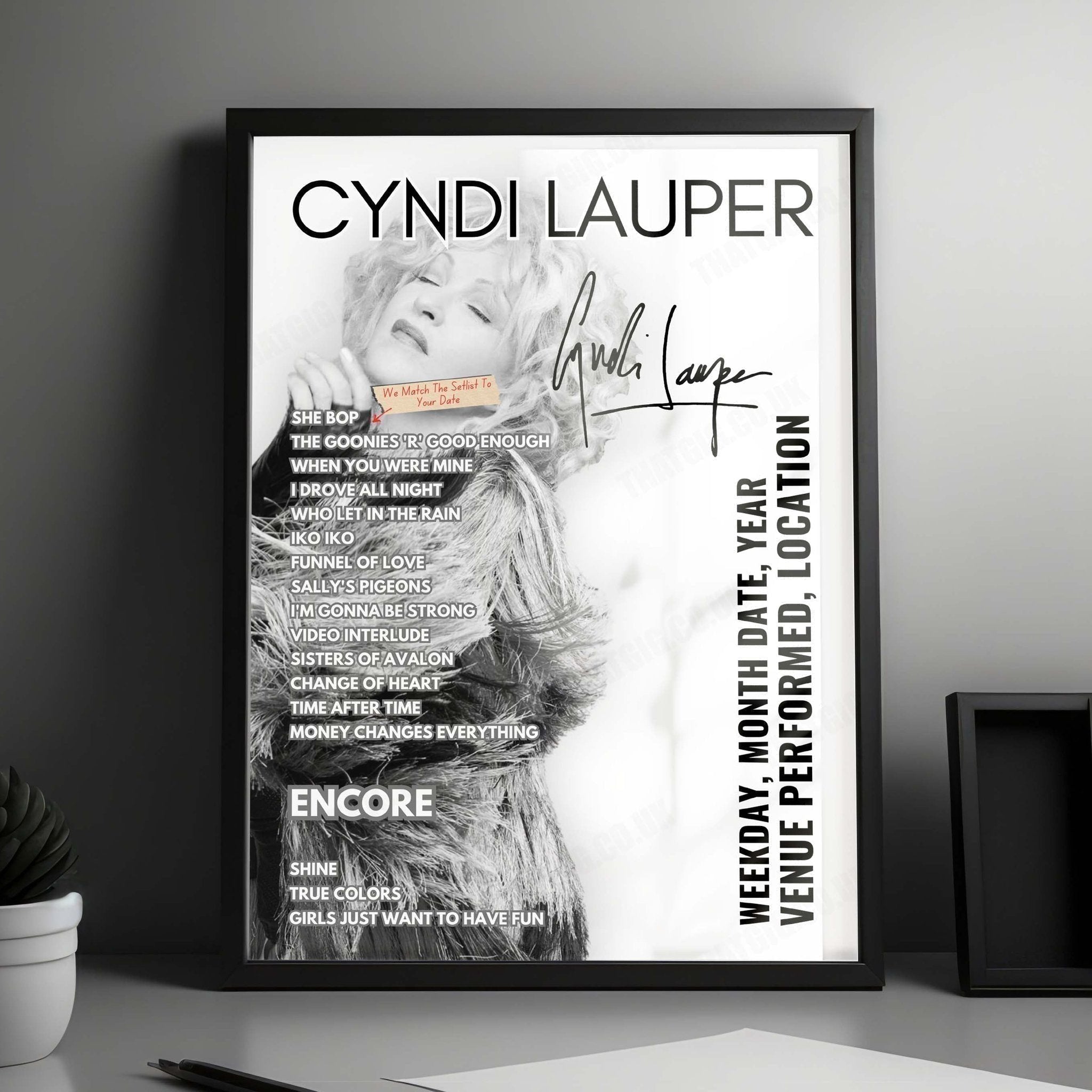Cyndi Lauper Setlist Poster - The O2 Arena London - February 11th, 2025