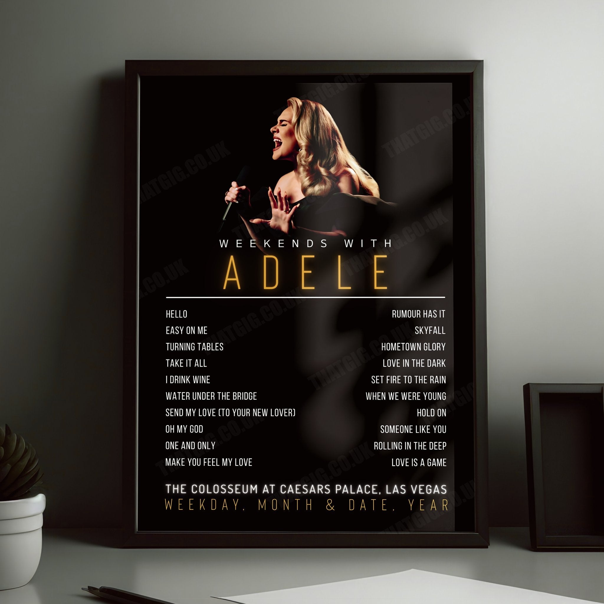Adele Setlist Poster - The Colosseum at Caesars Palace, Las Vegas - October 13th, 2023