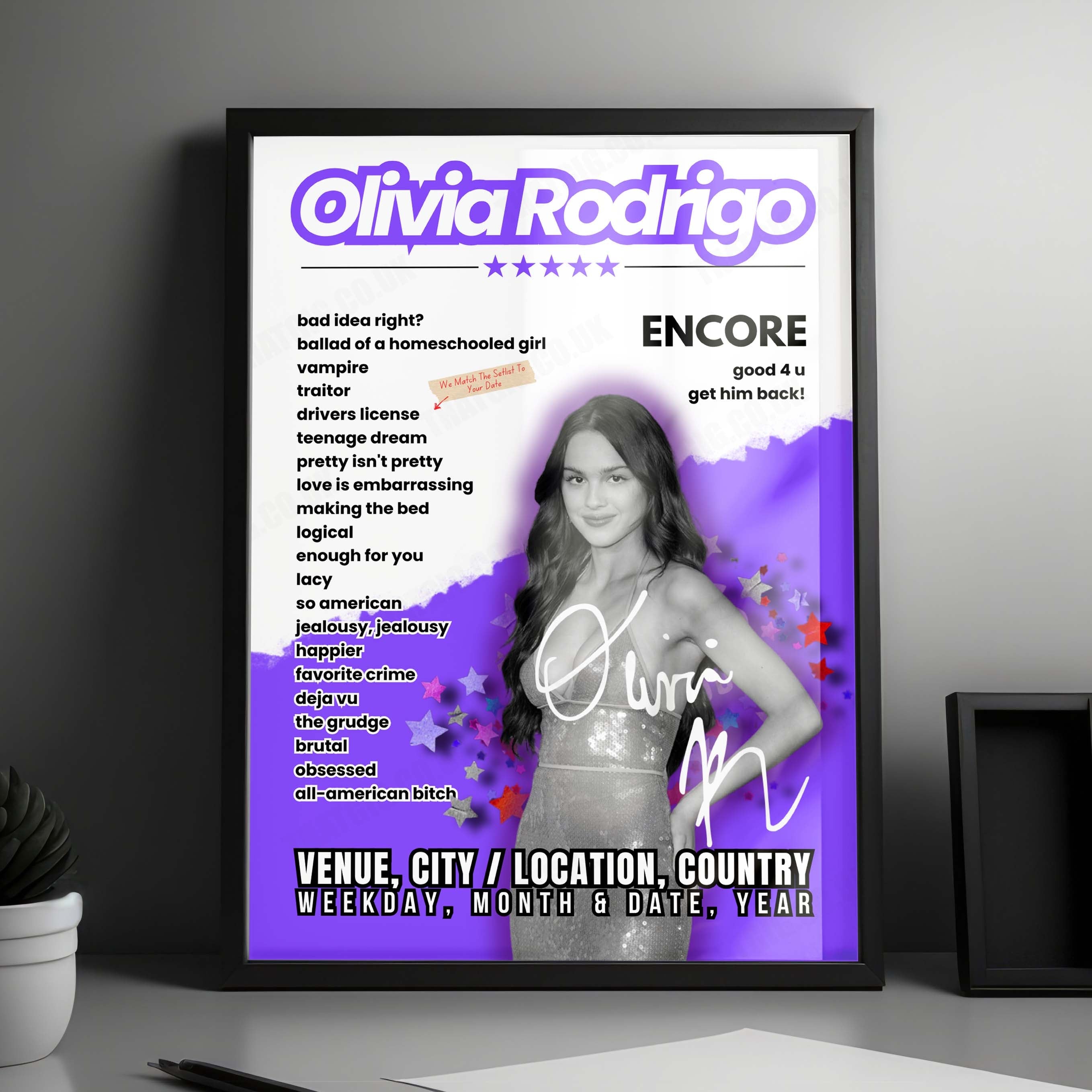 Olivia Rodrigo Setlist Poster - Qudos Bank Arena, Sydney - October 18th, 2024