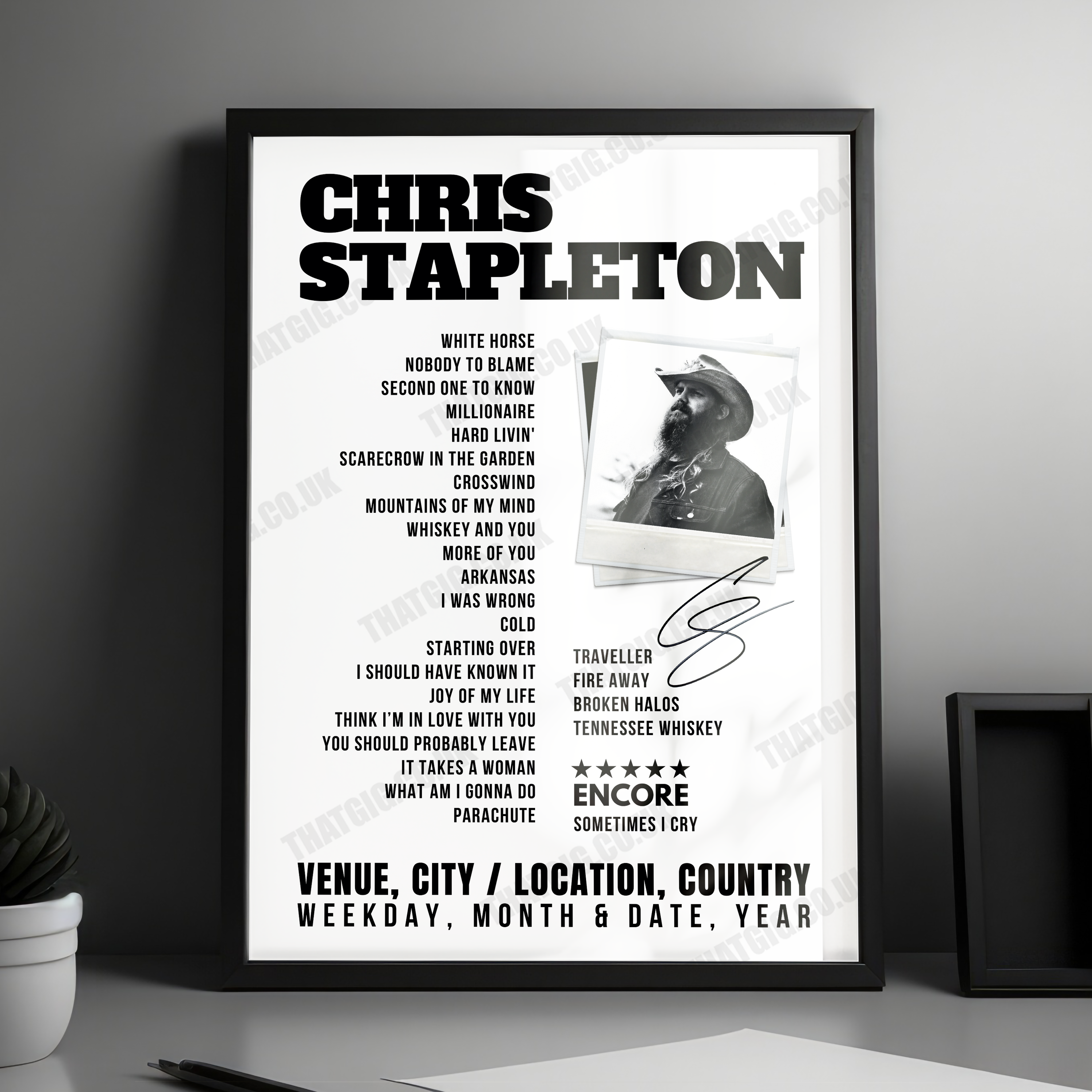 Chris Stapleton Setlist Poster - Vystar Veterans Memorial Arena, Jacksonville - October 13th, 2022