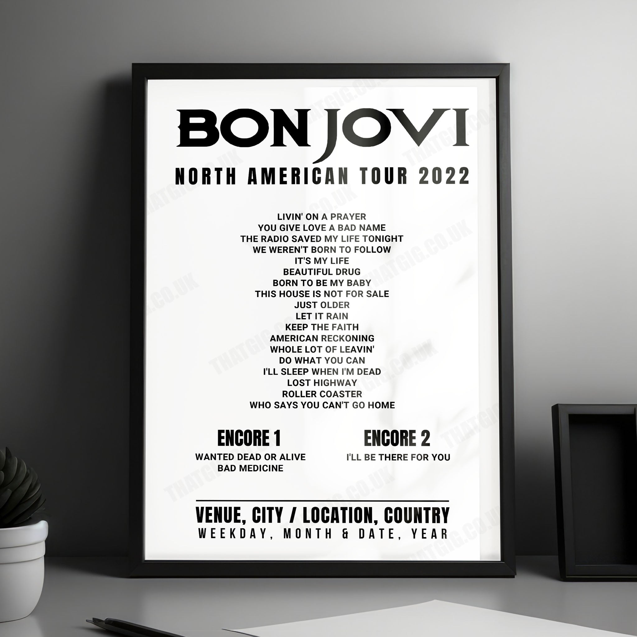 Bon Jovi Setlist Poster - Amalie Arena, Tampa - April 15th, 2022