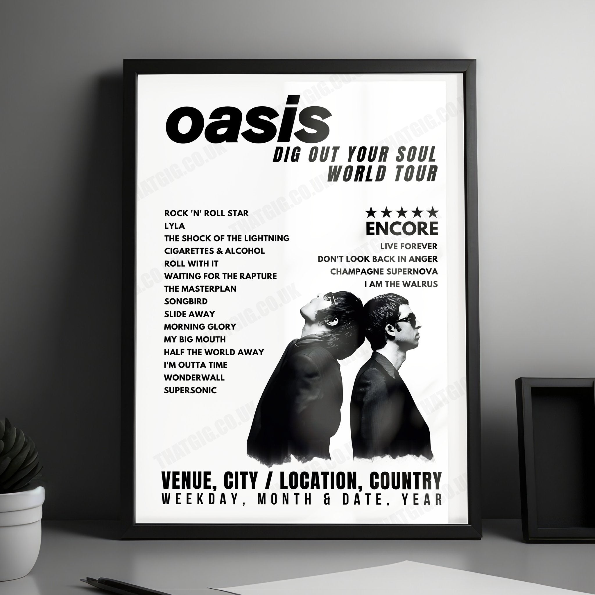 Oasis Setlist Poster - Hallenstadion, Zurich - March 1st, 2009