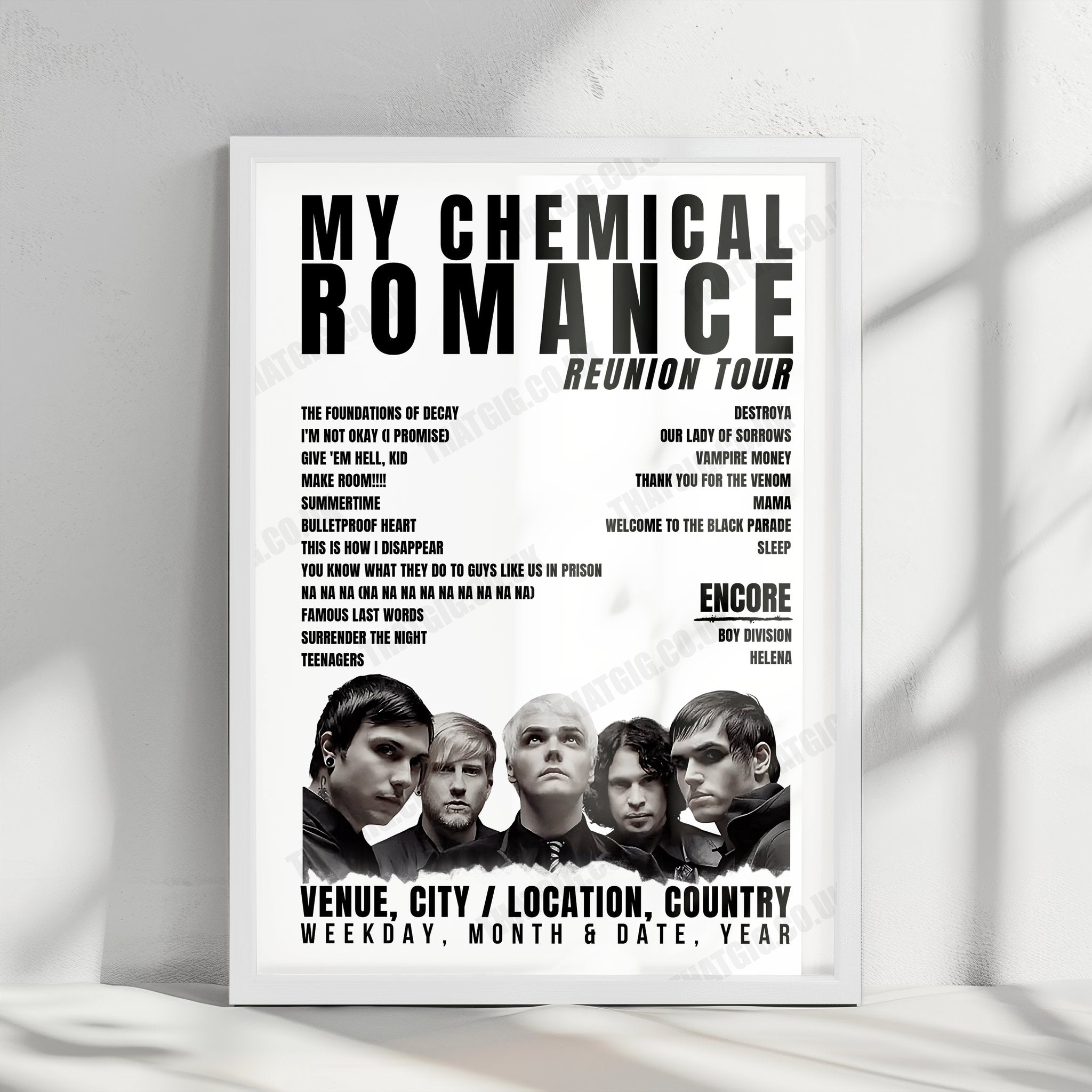 My Chemical Romance Setlist Poster - Mohegan Sun Arena, Uncasville - September 1st, 2022
