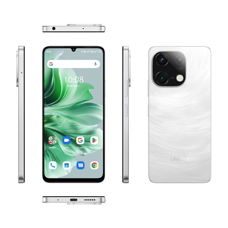 UMIDIGI G9C, 6GB+128GB, Face ID & Side Fingerprint Identification, 6.75 inch Android 14 MediaTek Helio G36 Octa Core, Network: 4G (Galaxy White)
