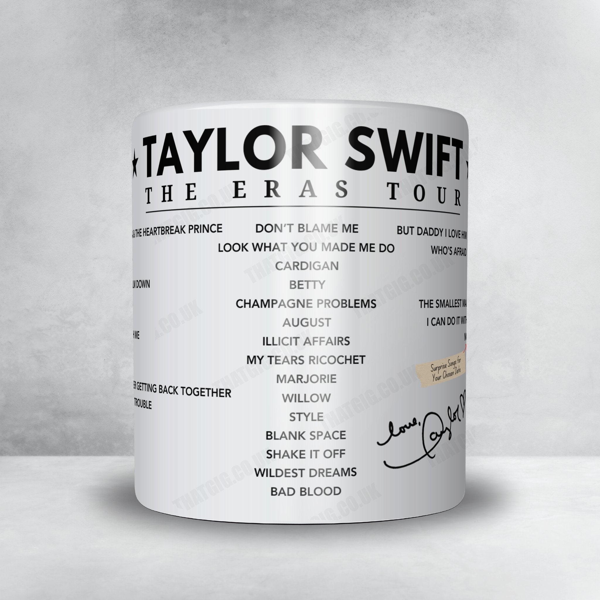 Taylor Swift Setlist Mug - Lumen Field, Seattle - July 22nd, 2023
