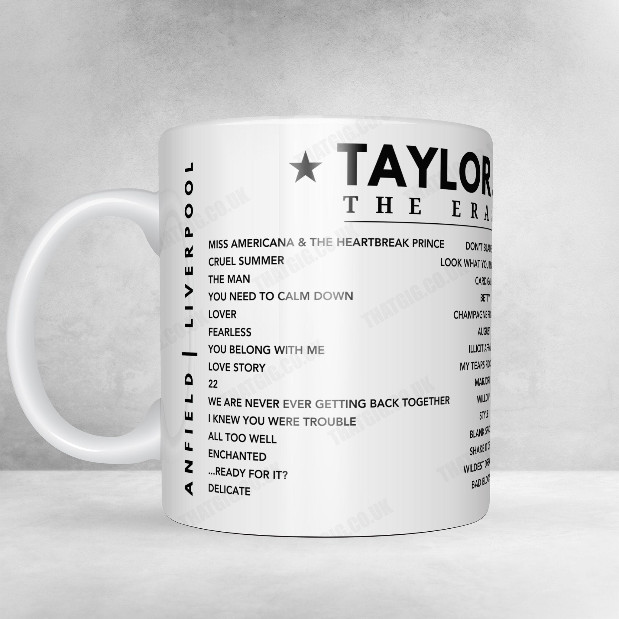 Taylor Swift Setlist Mug - BC Place Stadium, Vancouver, BC, Canada - December 8th, 2024
