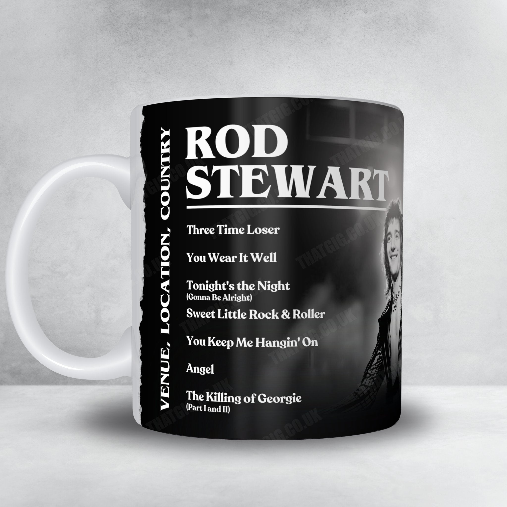 Rod Stewart Setlist Mug - Newcastle City Hall, Newcastle upon Tyne, England - December 15th, 1976