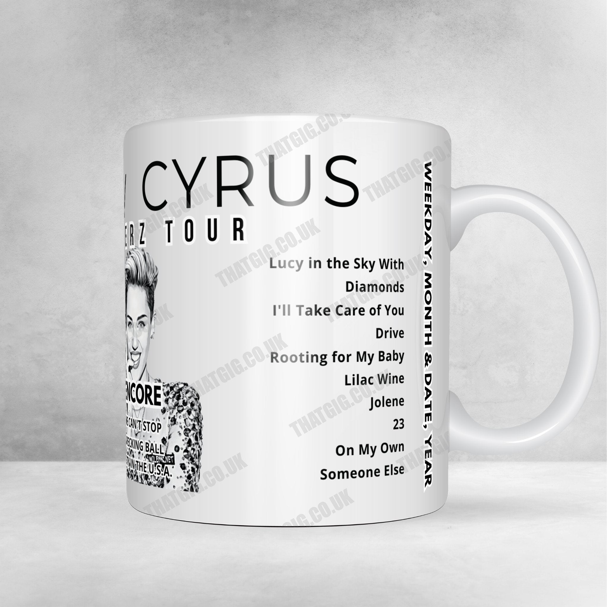 Miley Cyrus Setlist Mug - Ayu Dayclub, Las Vegas - July 4th, 2021