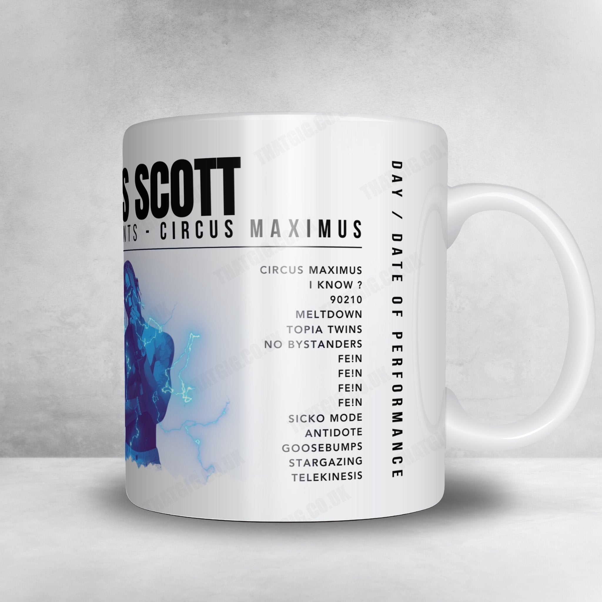 Travis Scott Setlist Mug - Bridgestone Arena, Nashville - December 4th, 2023
