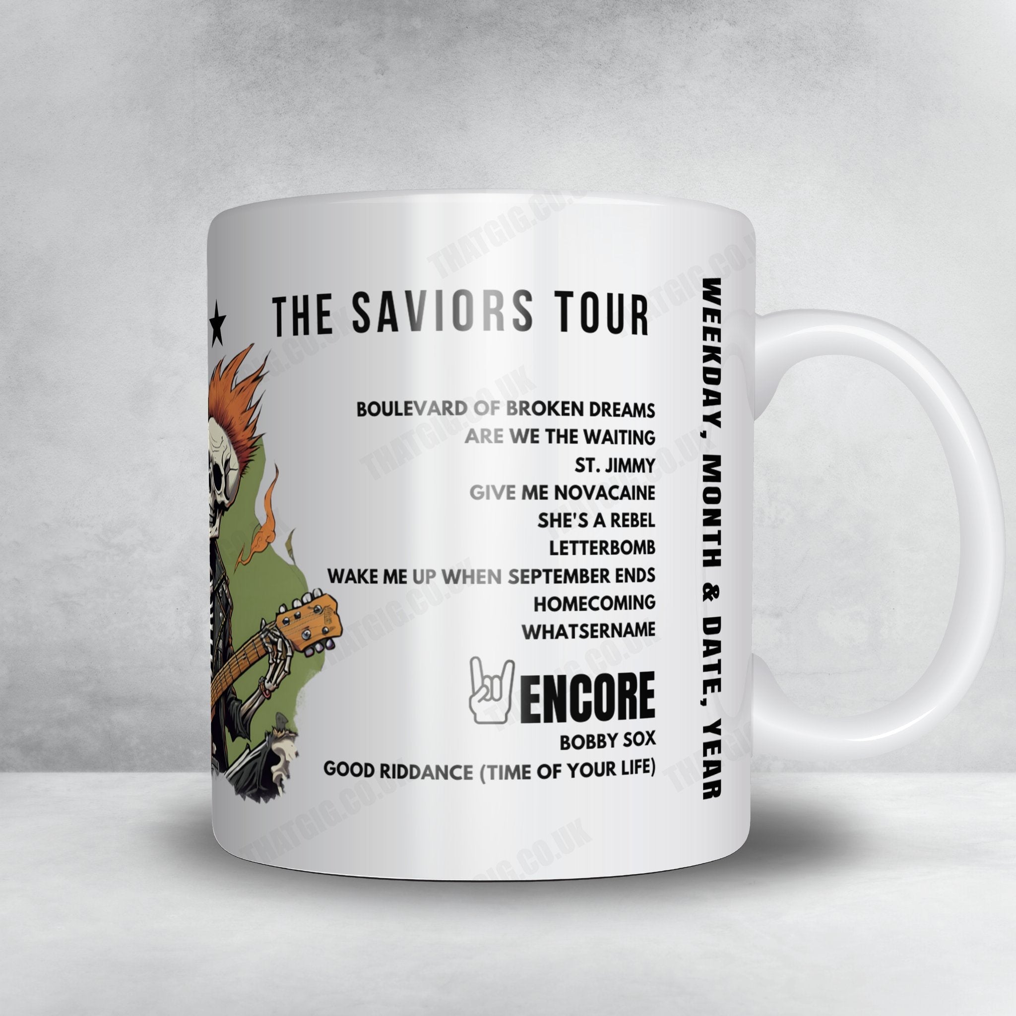 Green Day Setlist Mug - K-Arena Yokohama, Yokohama - February 25th, 2025