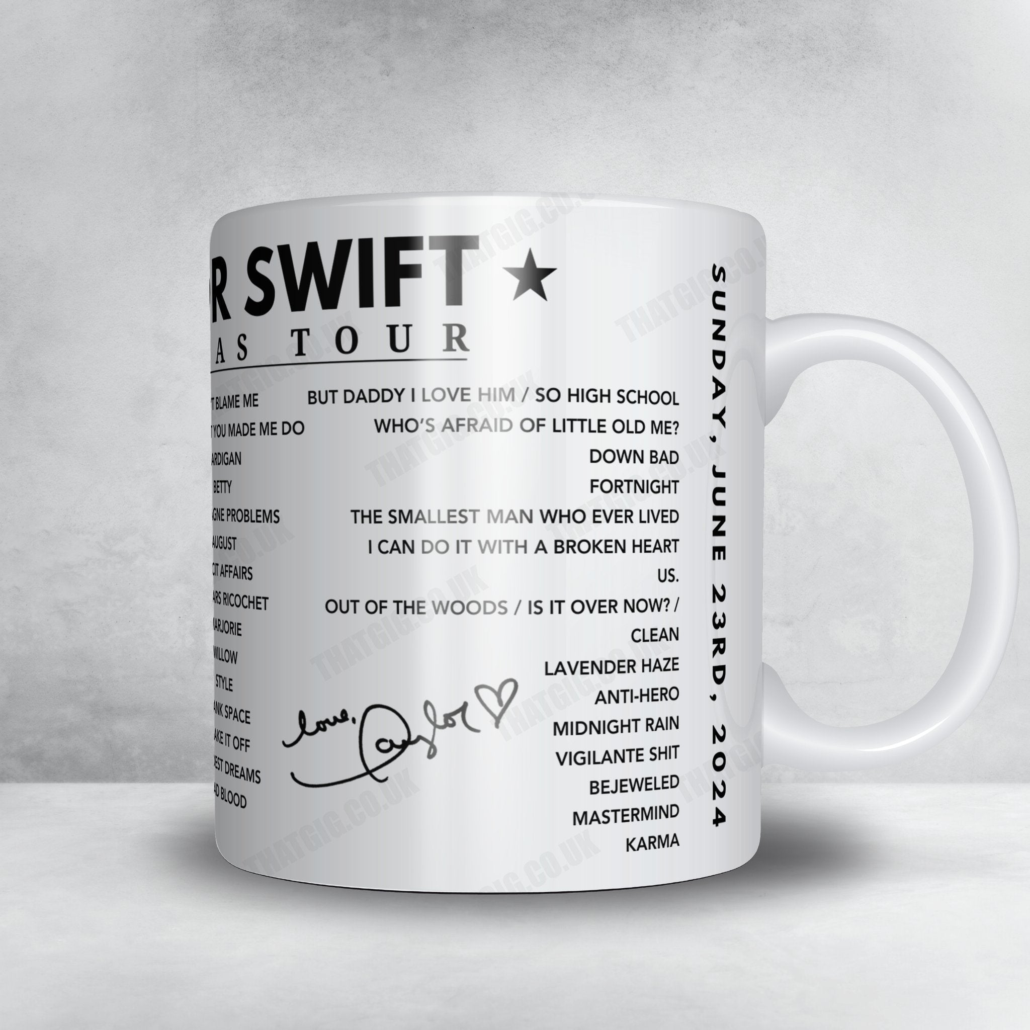 Taylor Swift Setlist Poster - Wembley Stadium, London, June 23rd 2024