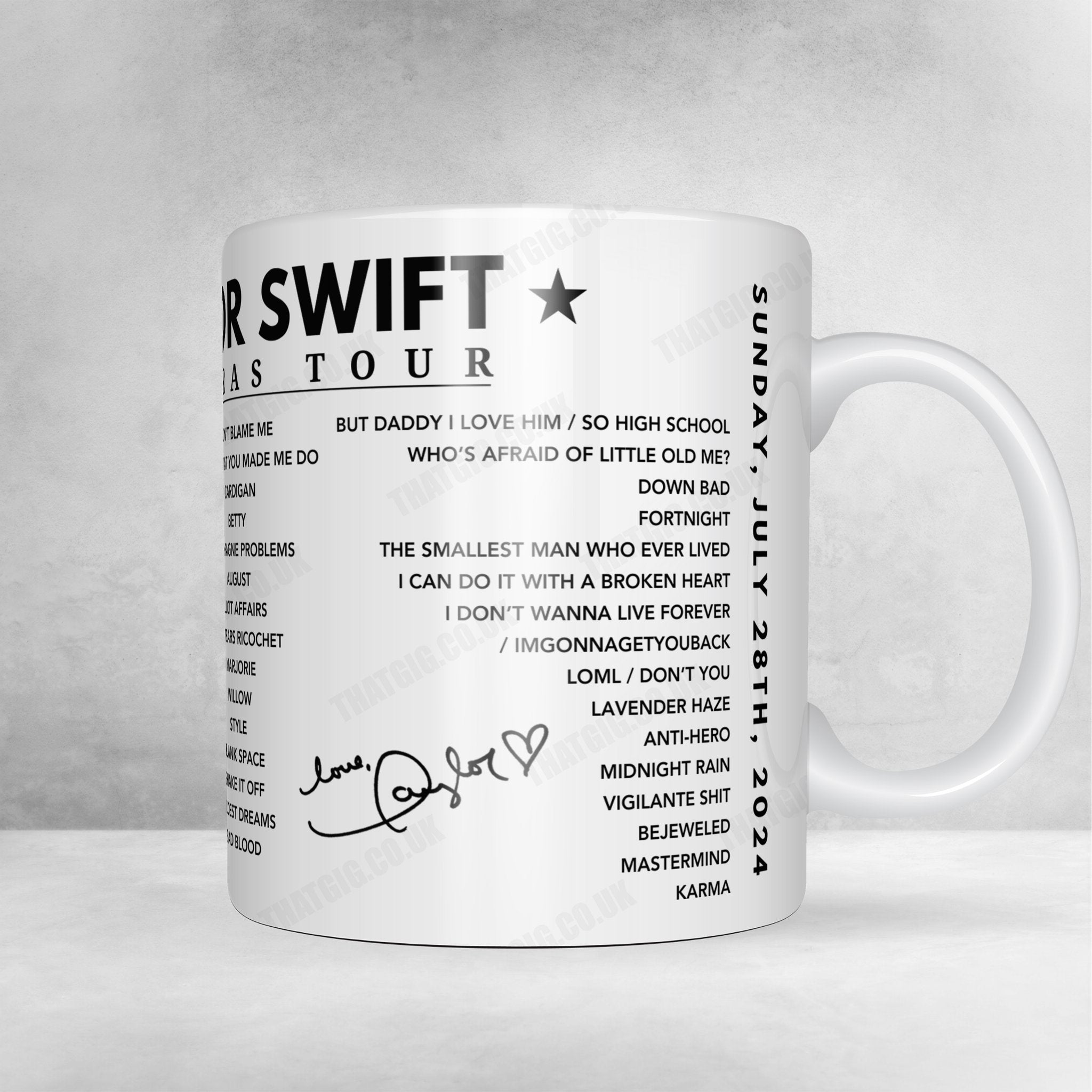 Taylor Swift Setlist Mug - Olympiastadion, Munich - July 28th, 2024