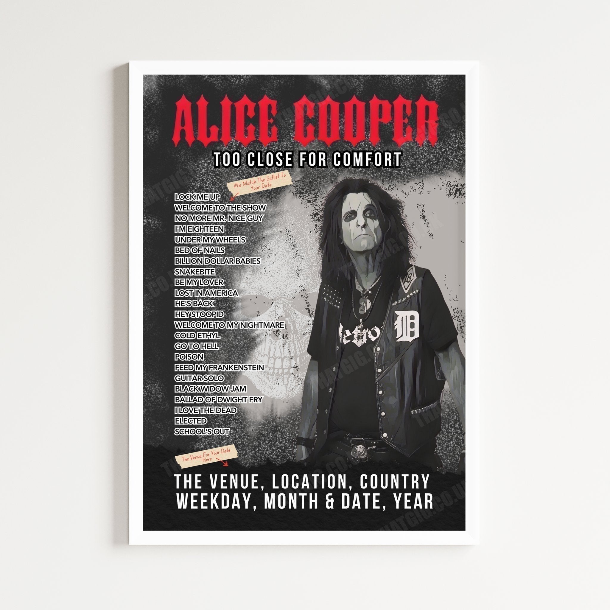 Alice Cooper Setlist Poster - AO Arena, Manchester, England - October 17th, 2024