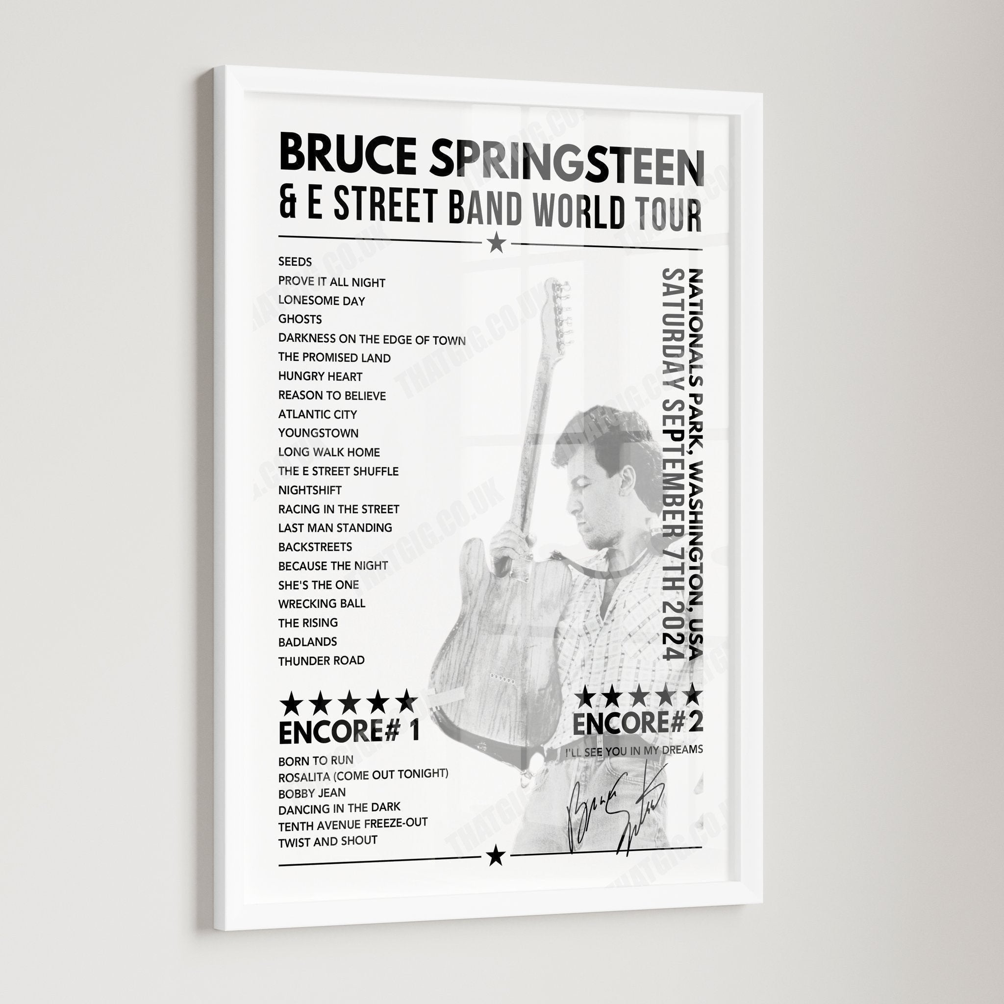Bruce Springsteen Setlist Poster - Footprint Center, Phoenix, Arizona - March 19th, 2024