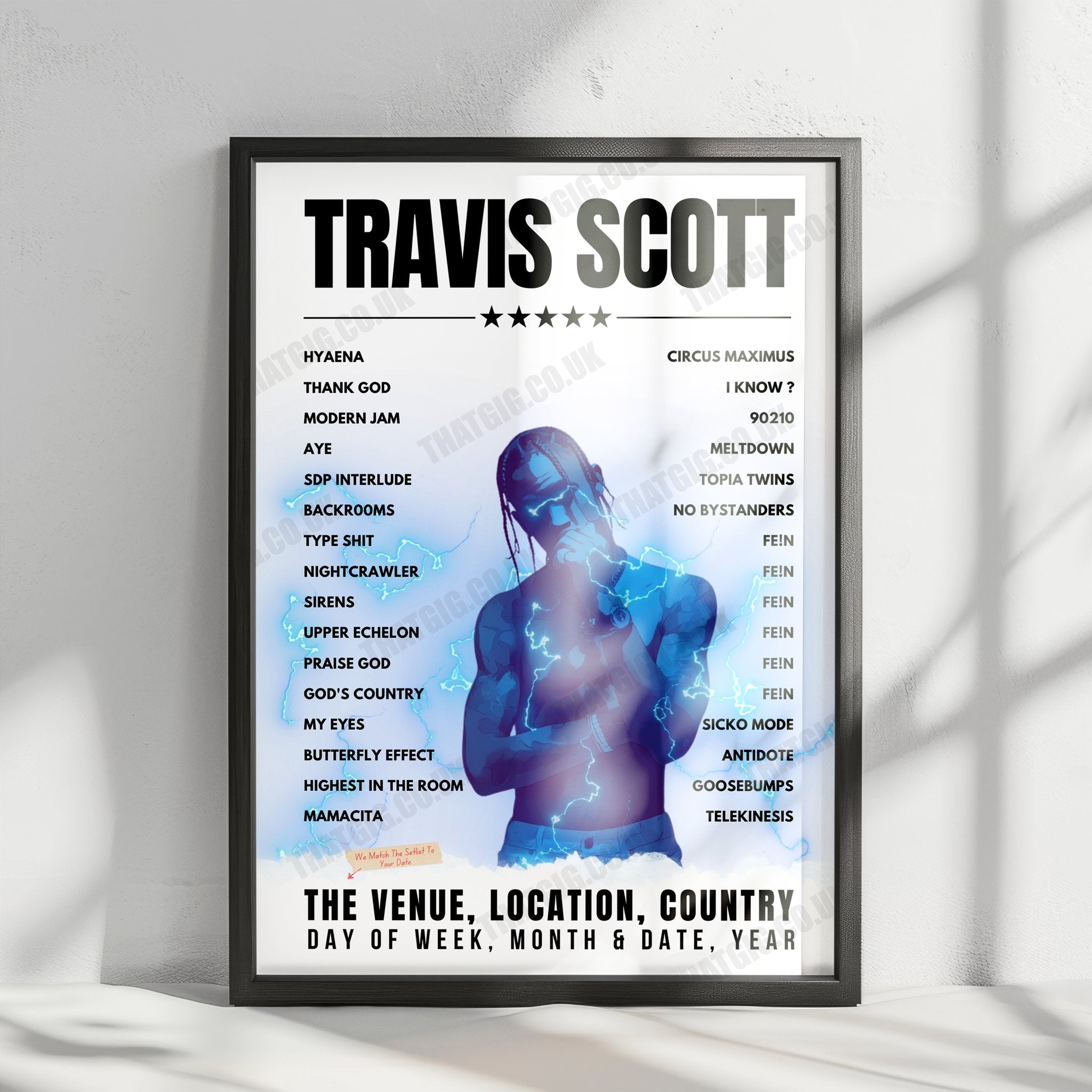 Travis Scott Setlist Poster - O2 Academy, Birmingham - July 4th, 2017