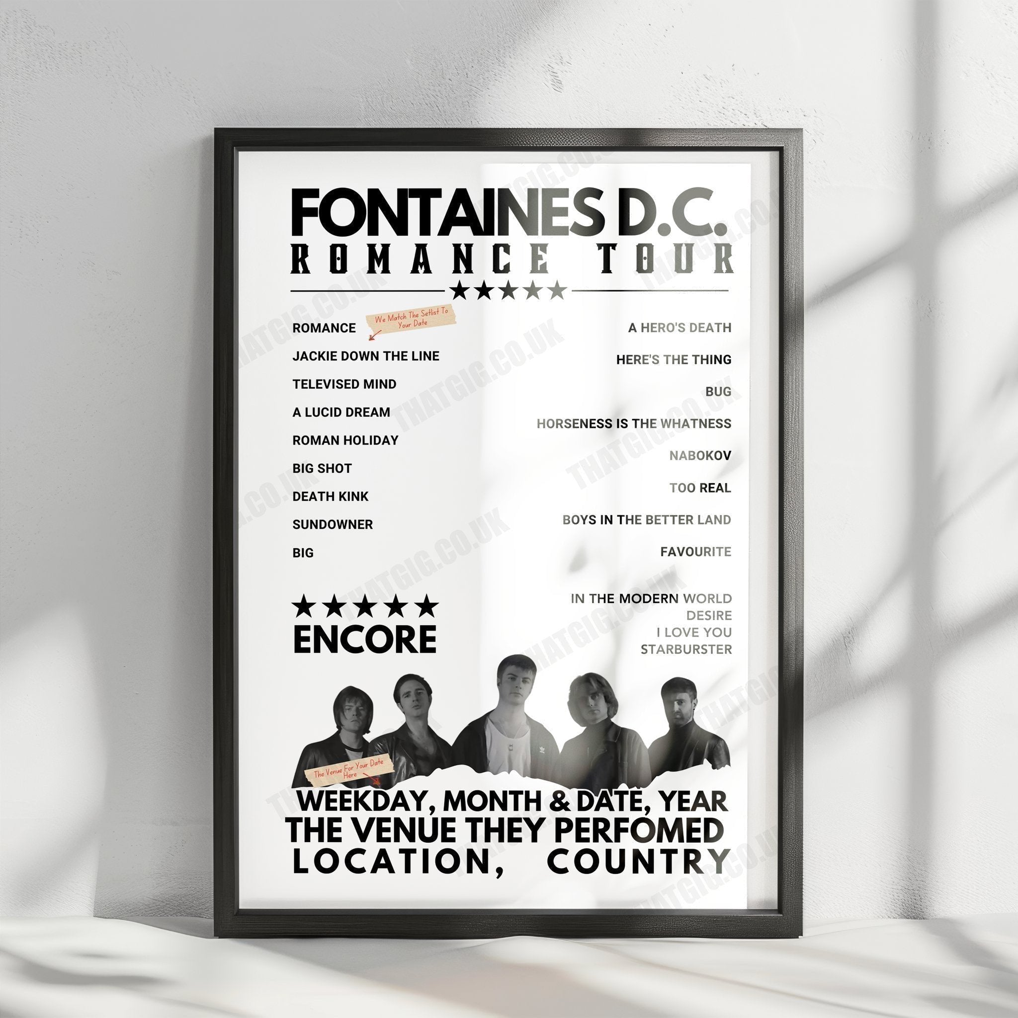 Fontaines D.C. Setlist Poster - 3Arena, Dublin, Ireland - December 7th, 2024