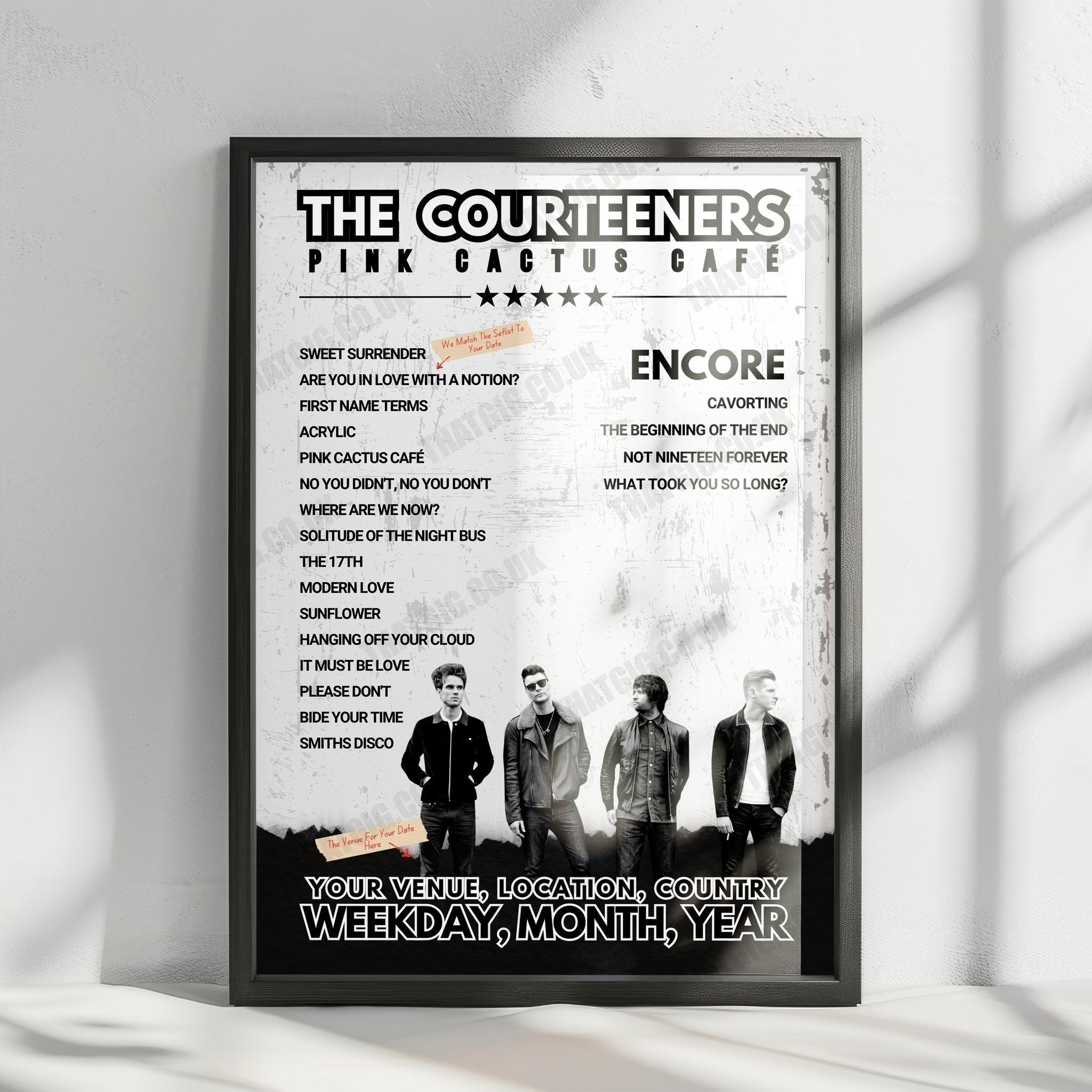 Courteeners Setlist Poster - O2 Academy Edinburgh - November 24th, 2021