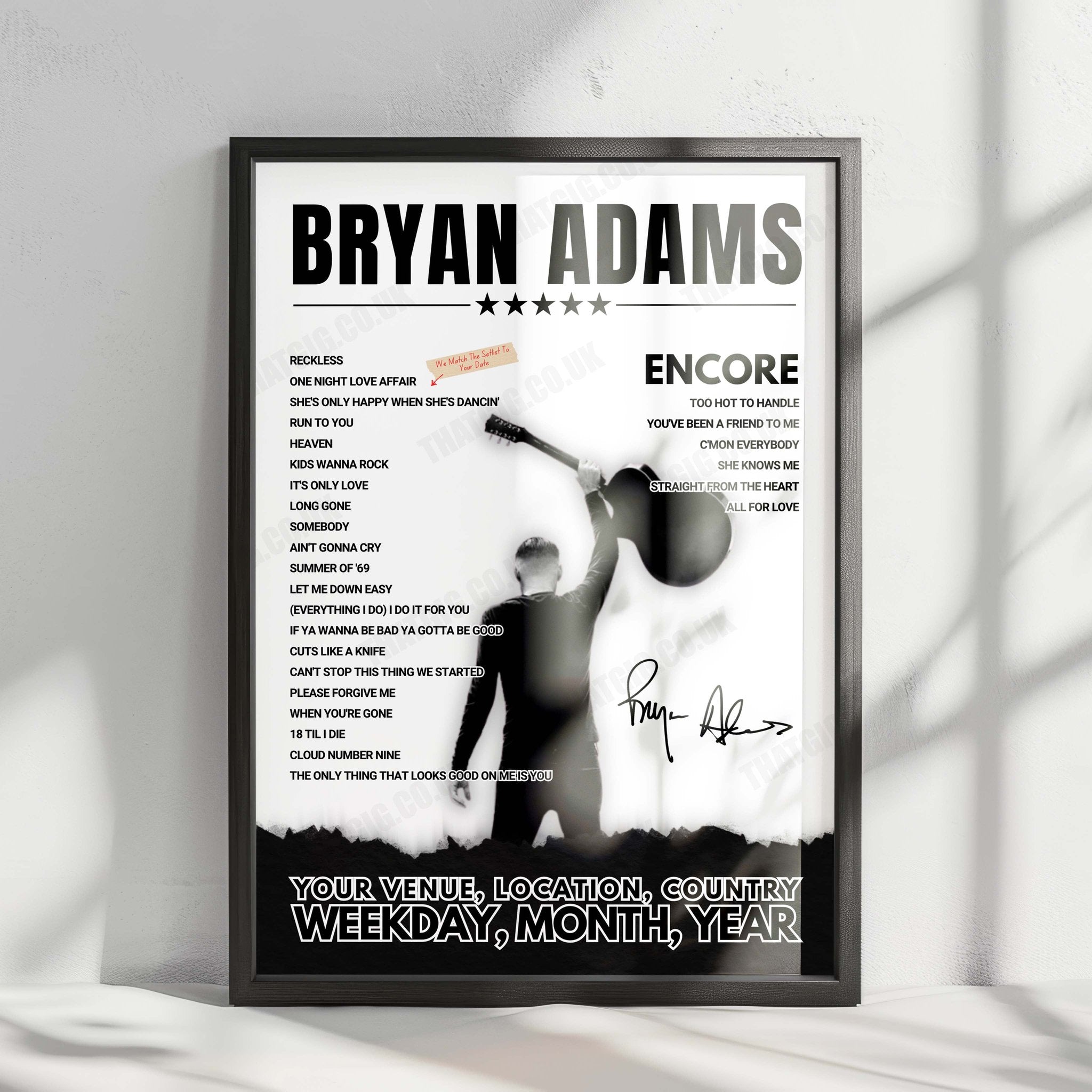 Bryan Adams Setlist Poster - Dreamland Margate, Margate - June 13th, 2024