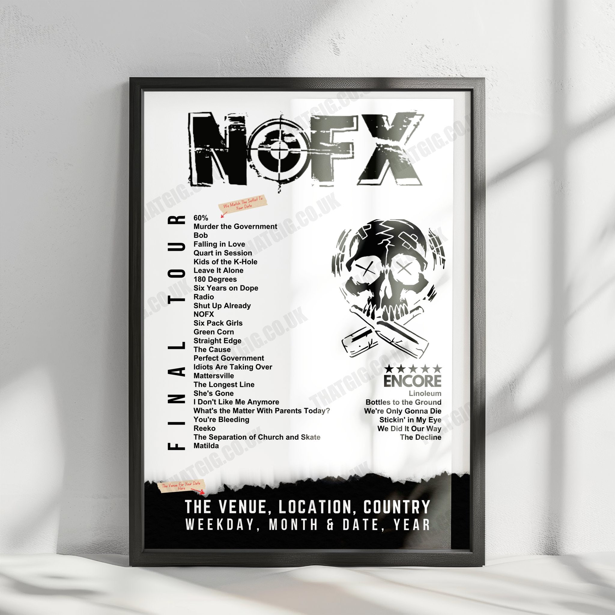NOFX Setlist Poster - Berth 46, Los Angeles - October 4th, 2024