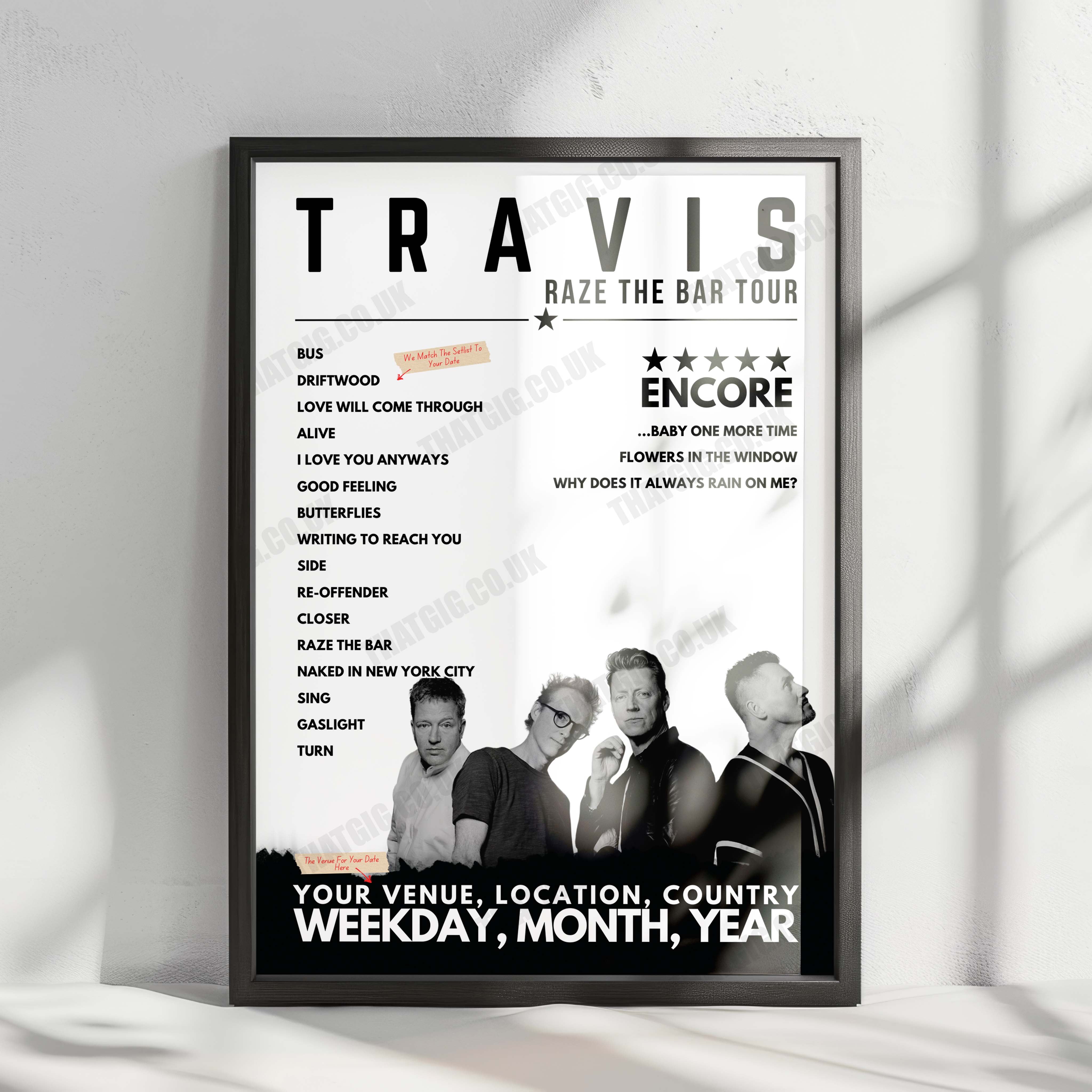 Travis Setlist Poster - Eventim Olympia, Liverpool - December 8th, 2024