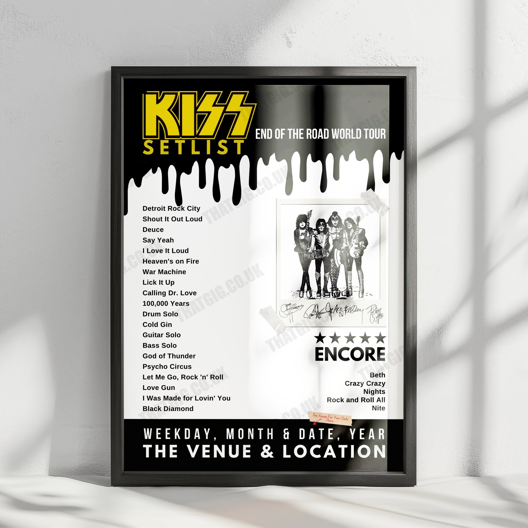 KISS Setlist Poster - Canada Life Centre, Winnipeg, Canada - November 15th, 2023