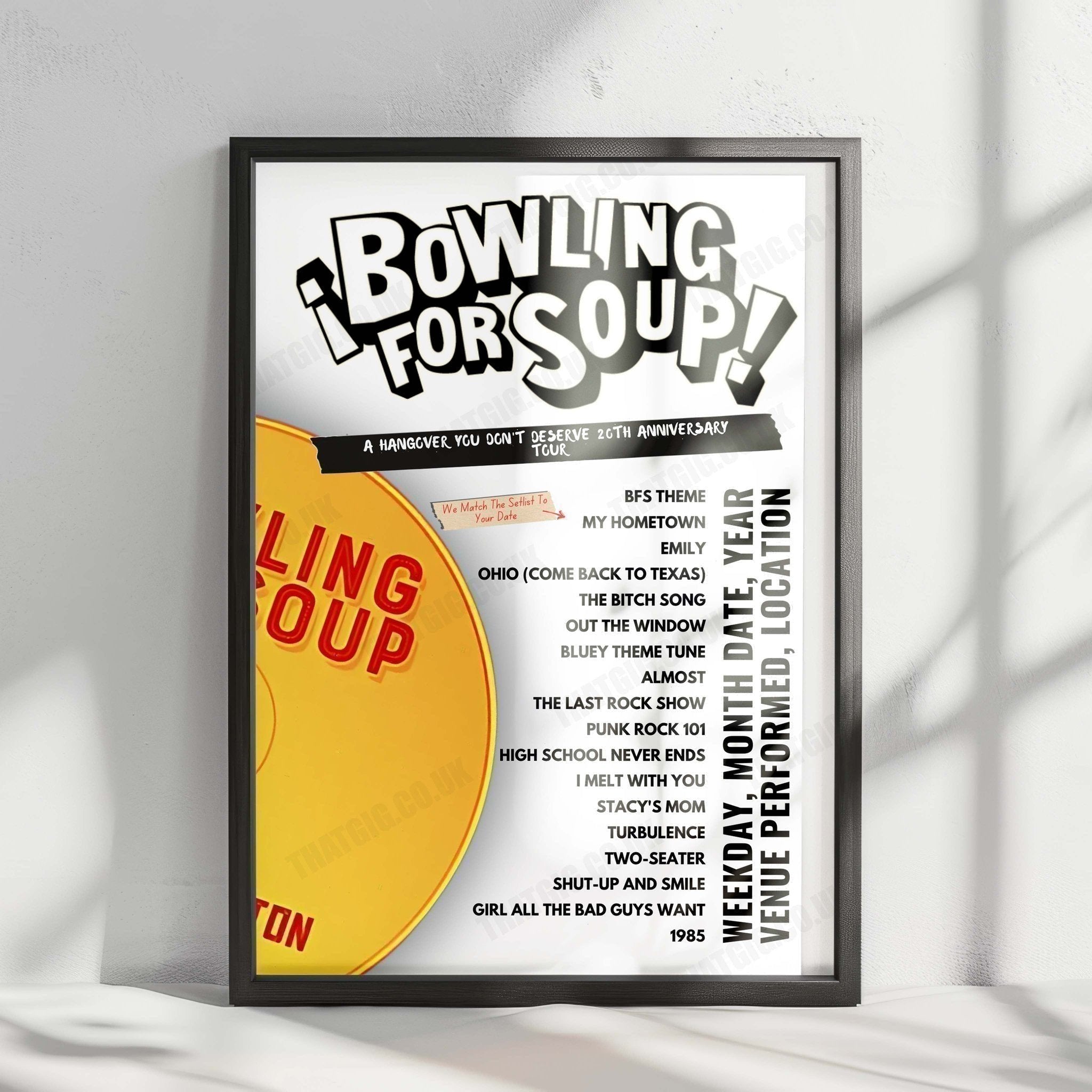Bowling for Soup Setlist Poster - Showbox Seattle - October 19th, 2024