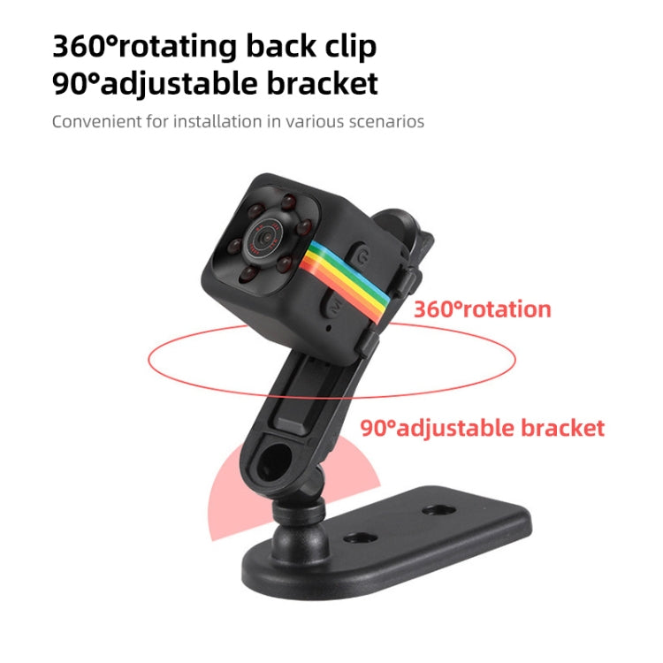 SQ11 Mini DV HD 1080P 6 LEDs Sport Recorder Camera with Holder, Support Monitor Detection & IR & TF Card (Black)