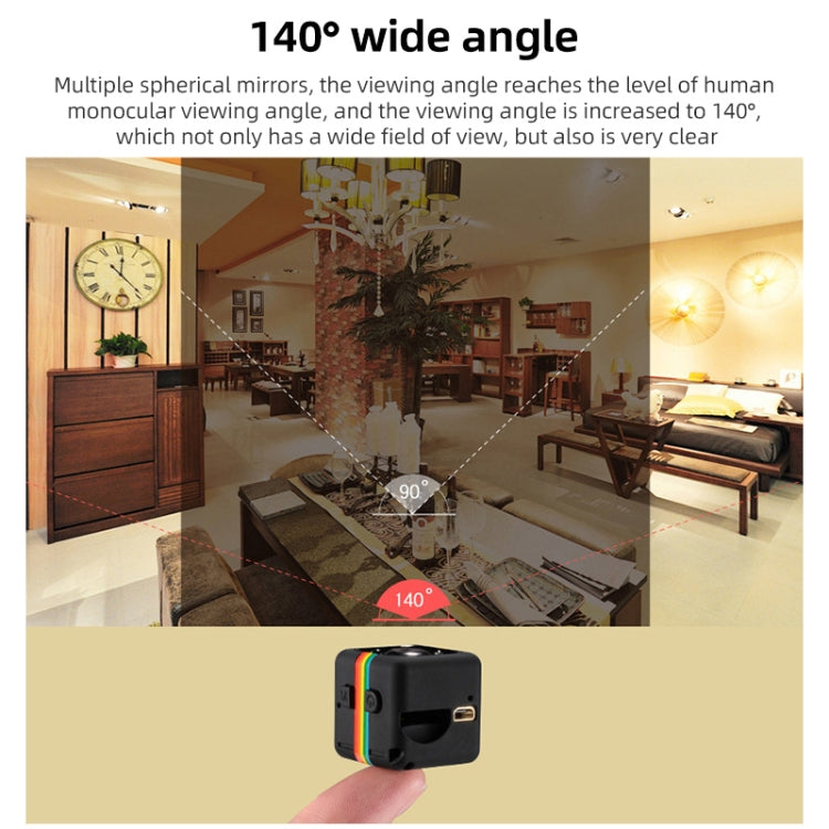 SQ11 Mini DV HD 1080P 6 LEDs Sport Recorder Camera with Holder, Support Monitor Detection & IR & TF Card (Black)