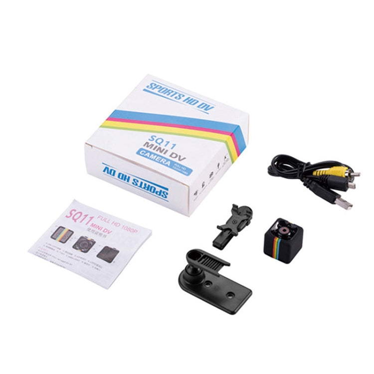 SQ11 Mini DV HD 1080P 6 LEDs Sport Recorder Camera with Holder, Support Monitor Detection & IR & TF Card (Black)