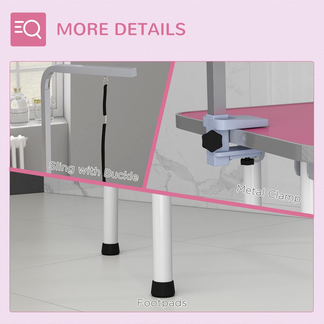 PawHut Foldable Dog Grooming Table Adjustable Arm 81x49x80 cm
