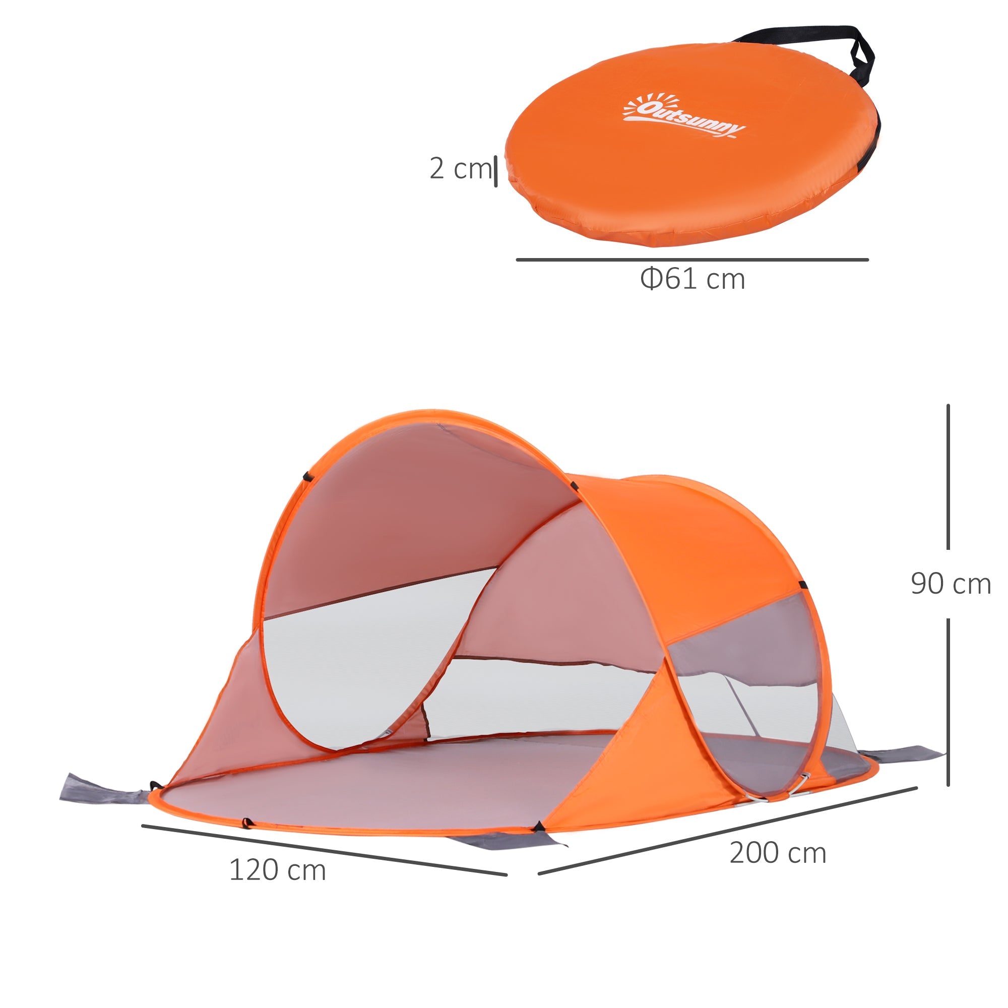 Outsunny 1-2 Person Pop up Beach Tent Hiking UV 30+ Protection Patio Sun Shade Shelter Portable Automatic