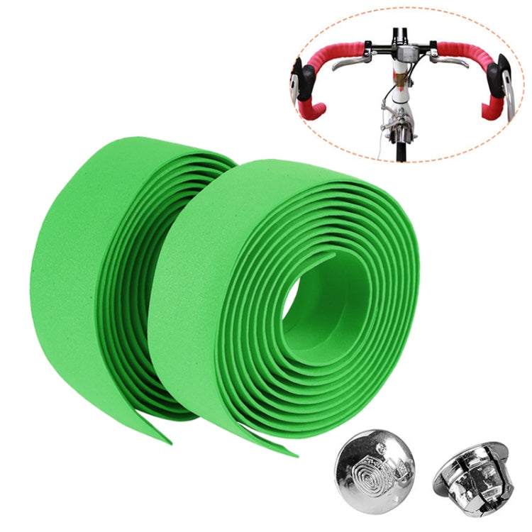 1 Pair Cycling Road Bike Sports Bicycle Cork Handlebar Tape Wrap + 2 Bar Plug, 2m White, 2m Yellow, 2m Black, 2m Green, 2m Blue, 2m Red
