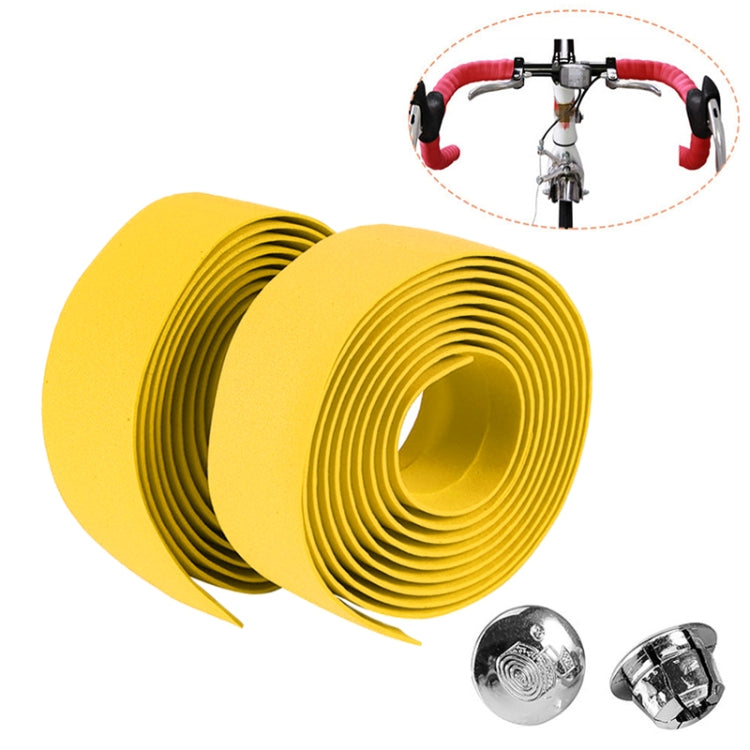1 Pair Cycling Road Bike Sports Bicycle Cork Handlebar Tape Wrap + 2 Bar Plug, 2m White, 2m Yellow, 2m Black, 2m Green, 2m Blue, 2m Red