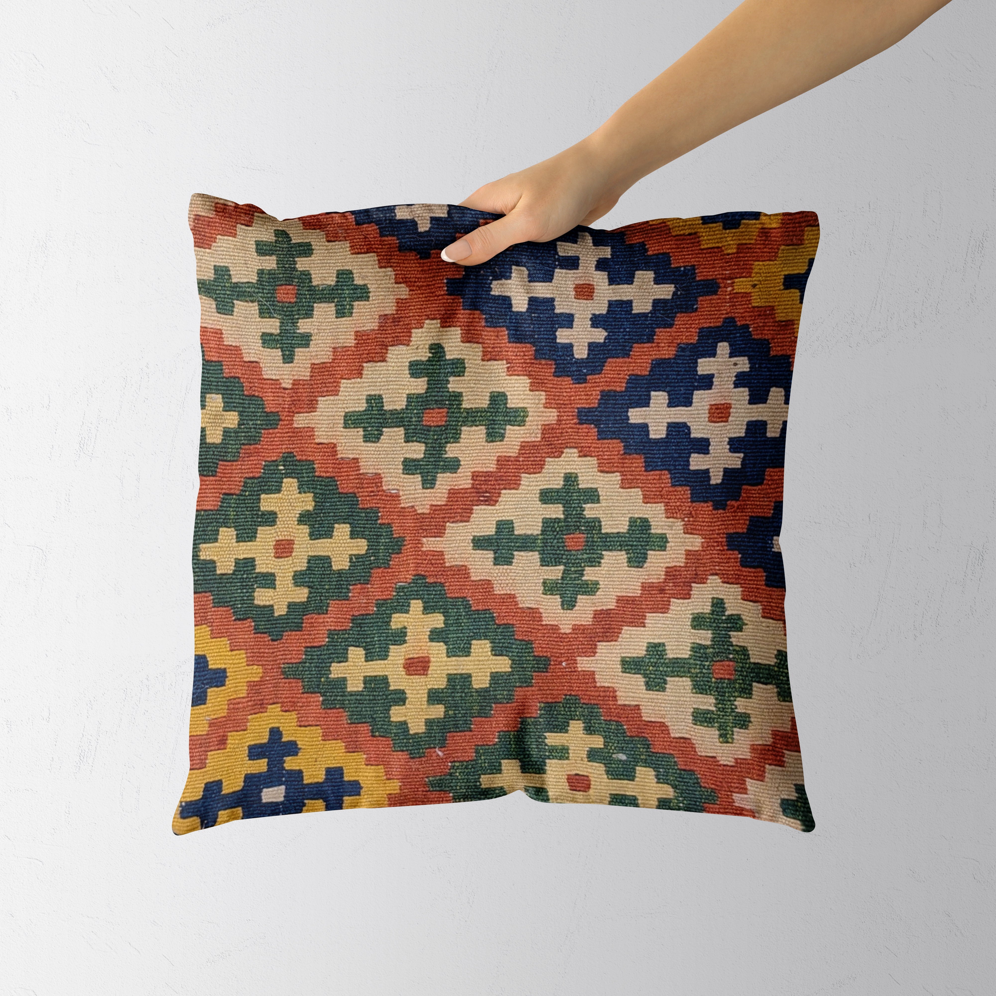 Turkish Kilim Vintage Cushion Cover - 40 x 40 cm