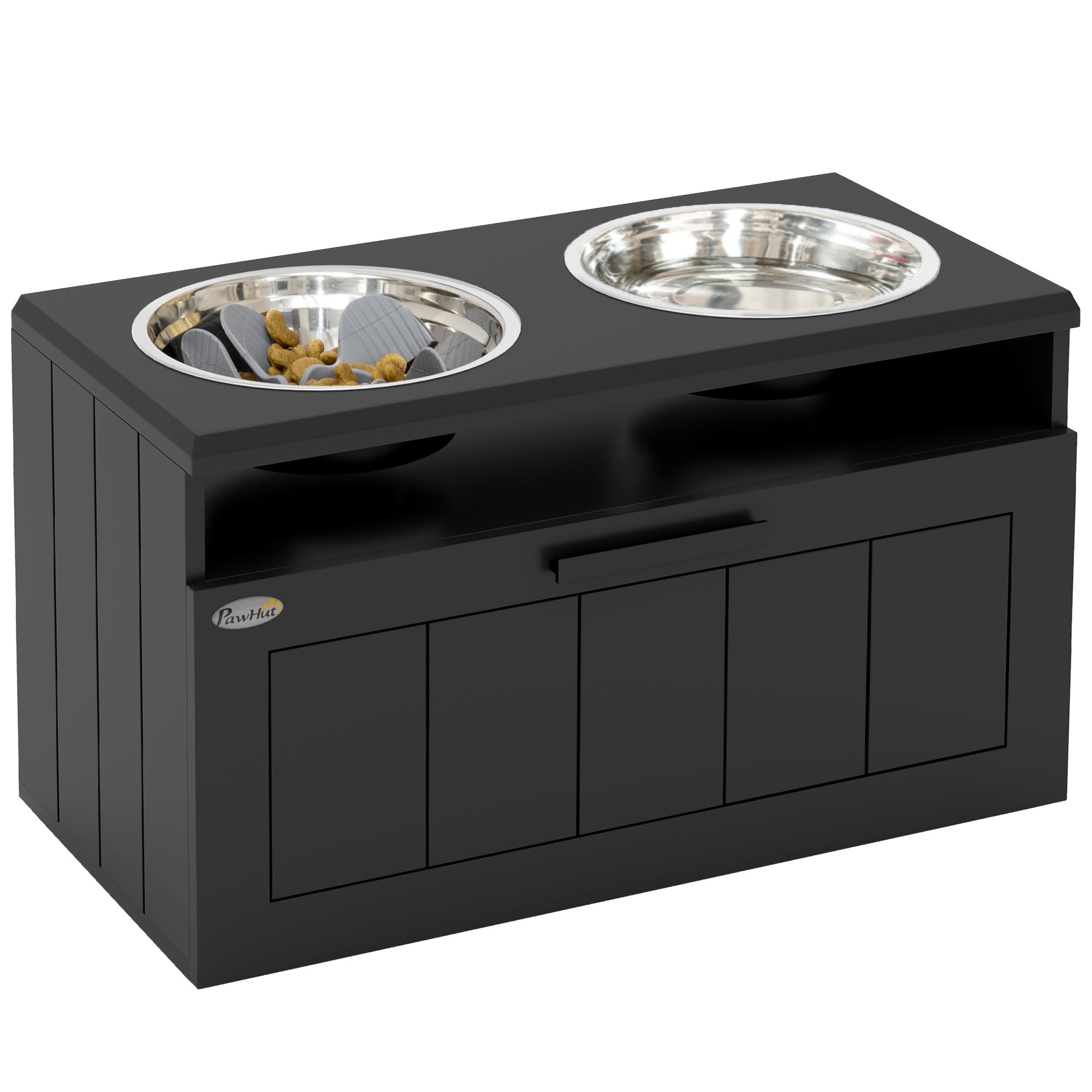 PawHut Raised Dog Bowl, Elevated Dog Bowls with Slow Feeder Dog Bowl