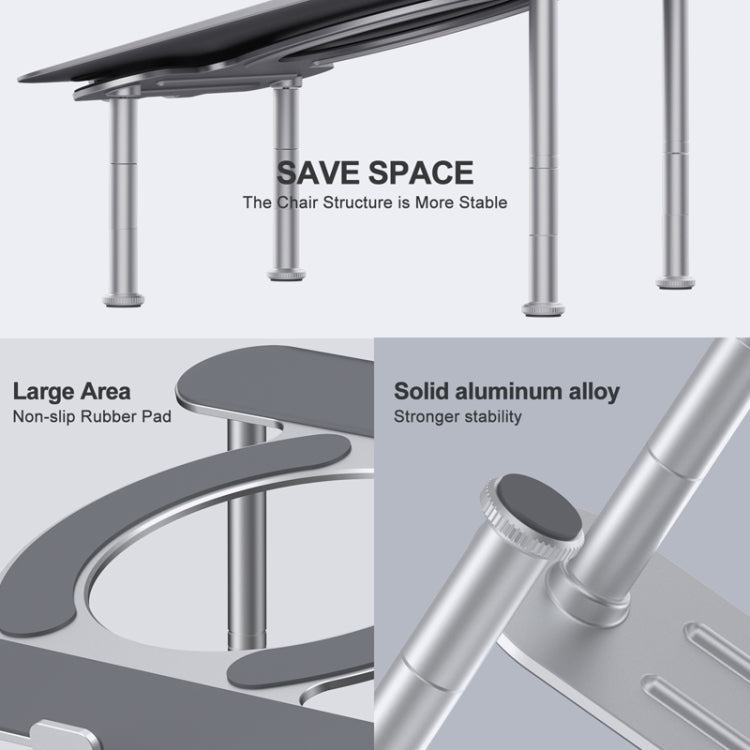 R-JUST BJ03 Universal Detachable Bench Shape Aluminum Alloy Angle Adjustable Laptop Stand