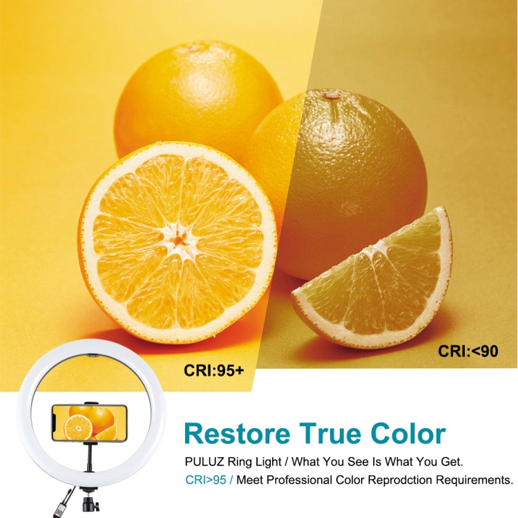 PULUZ 11.8 inch 30cm RGBW Light + 1.65m Mount Curved Surface RGBW Dimmable LED Ring Selfie Vlogging Light Live Broadcast Kits with Cold Shoe Tripod Adapter & Phone Clamp & Remote Control(Black)