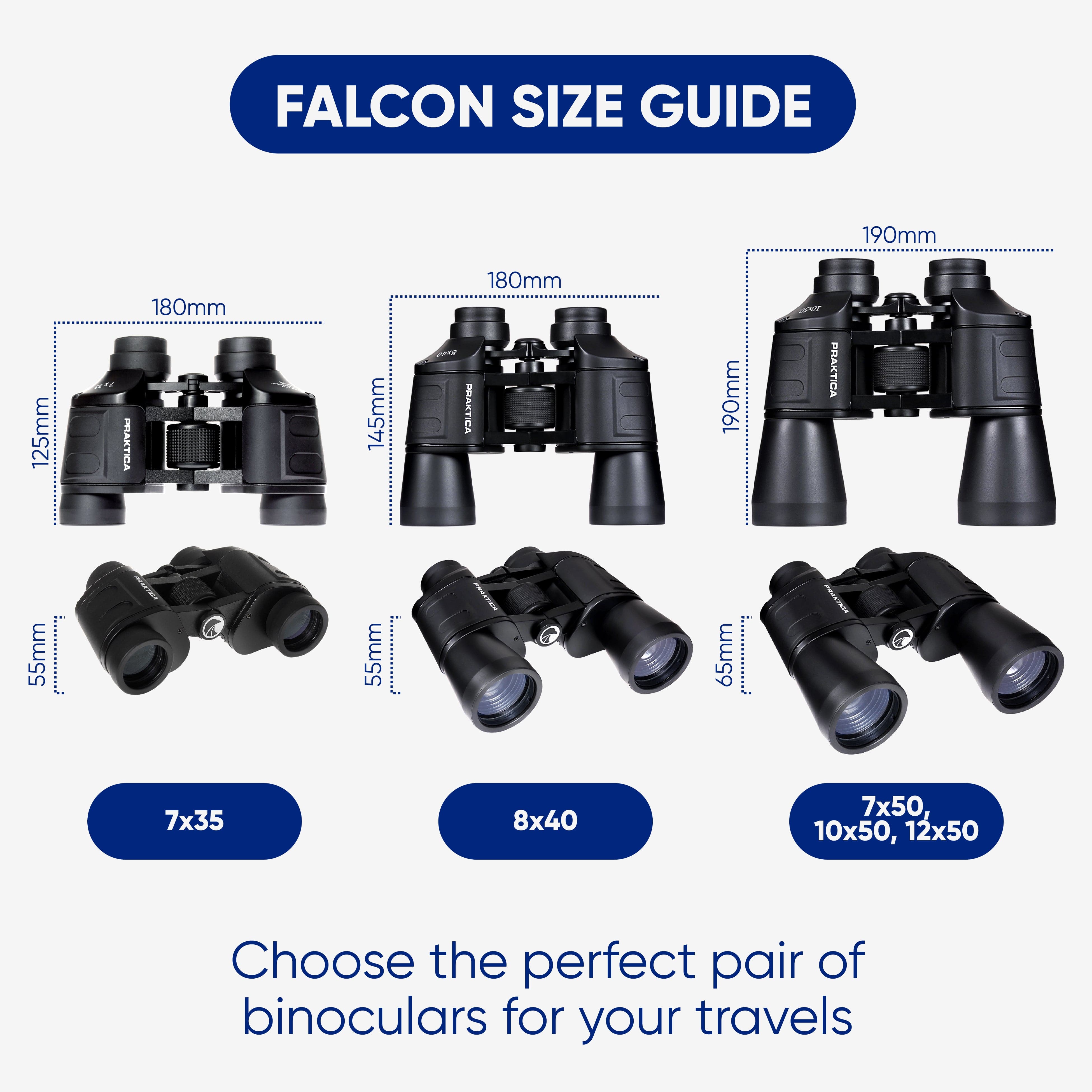 PRAKTICA Falcon 7x35mm Wide Angle Porro Prism Field Binoculars - Black