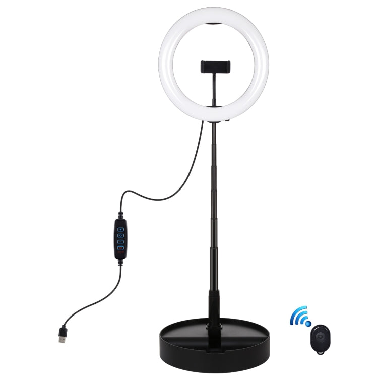 PULUZ 10.2 inch 26cm USB 3 Modes Dimmable Dual Color Temperature LED Curved Ring Vlogging Selfie Photography Video Lights with Bluetooth Remote Shutter & Folding Desktop Holder & Phone Clamp